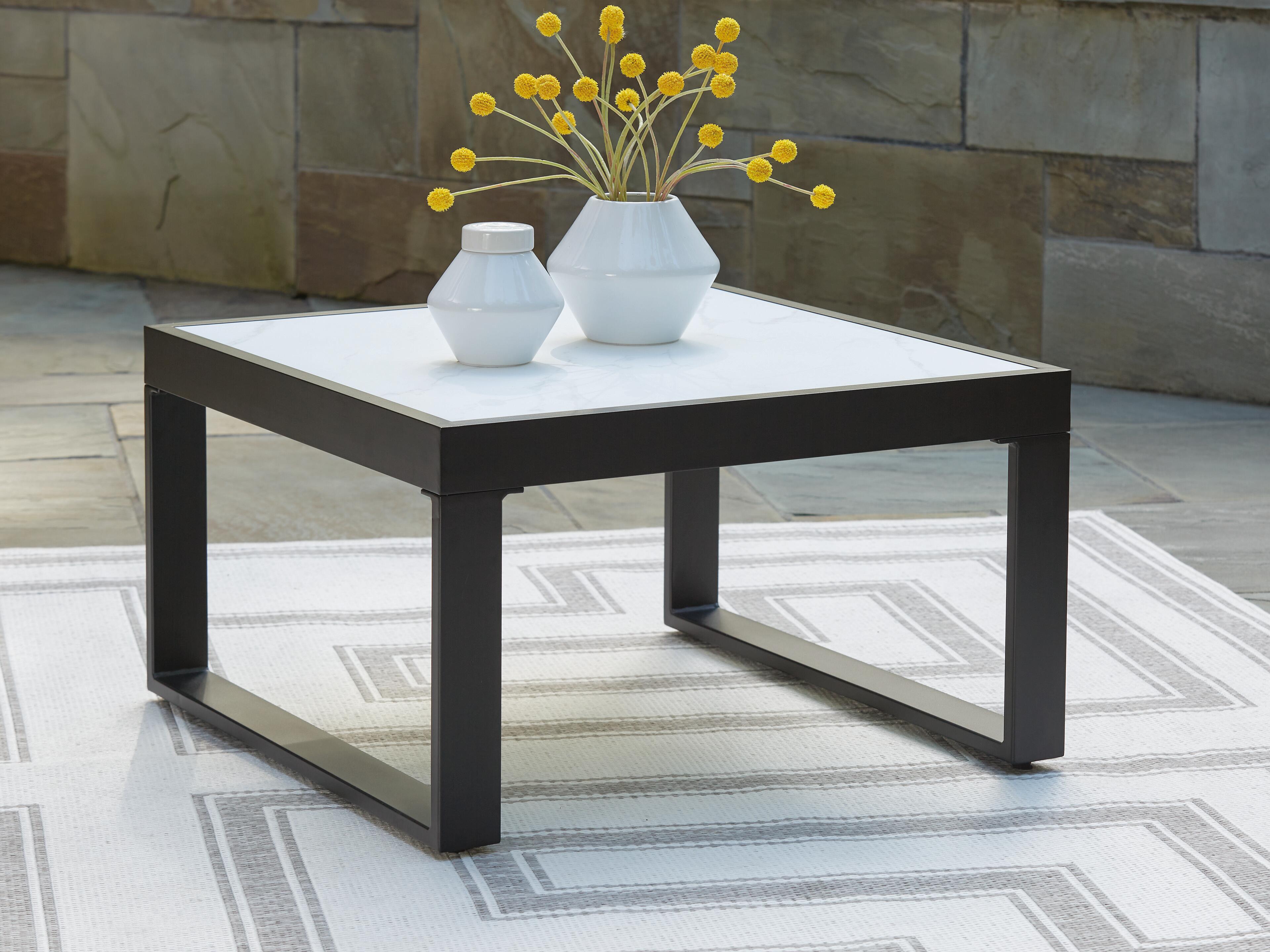 Dar Furniture - Ashley Furniture - Beachloft Outdoor Coffee Table - Square Cocktail Table / Black/Gray - P490-708