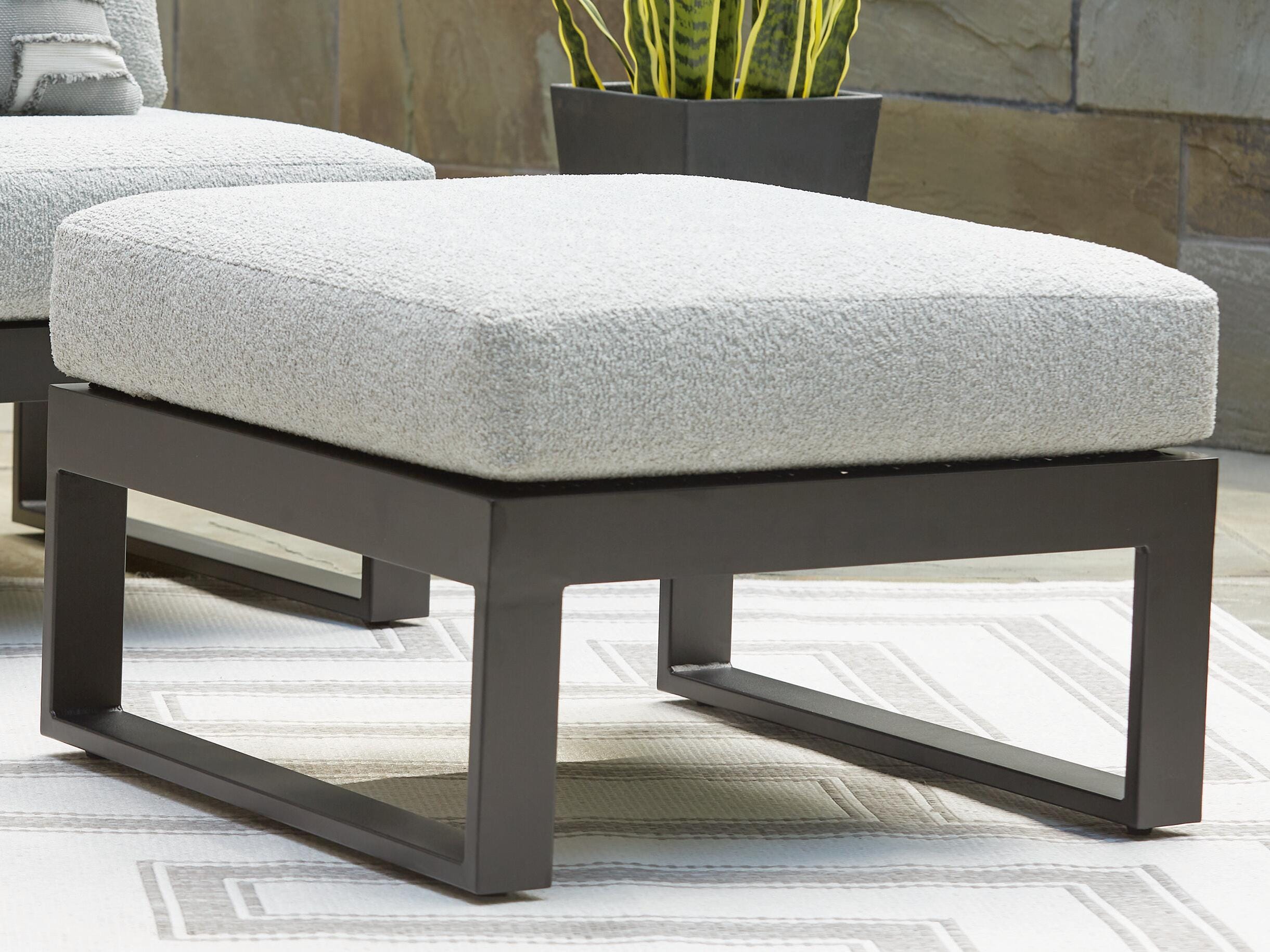 Dar Furniture - Ashley Furniture - Beachloft Outdoor Ottoman with Cushion - Ottoman with Cushion / Black/Gray - P490-814