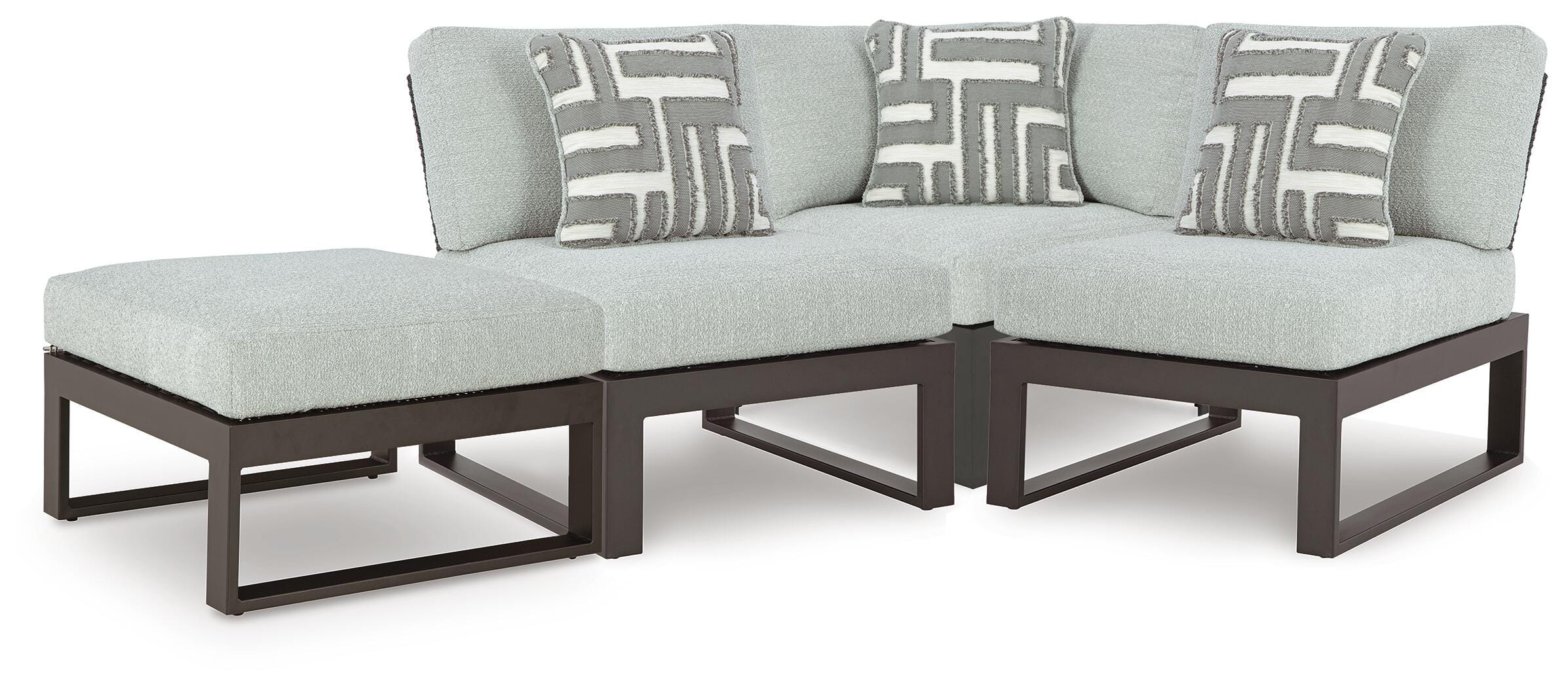 Dar Furniture - Ashley Furniture - Beachloft 4-Piece Outdoor Sectional - 4-Piece Outdoor Sectional / Black/Gray - P490P7