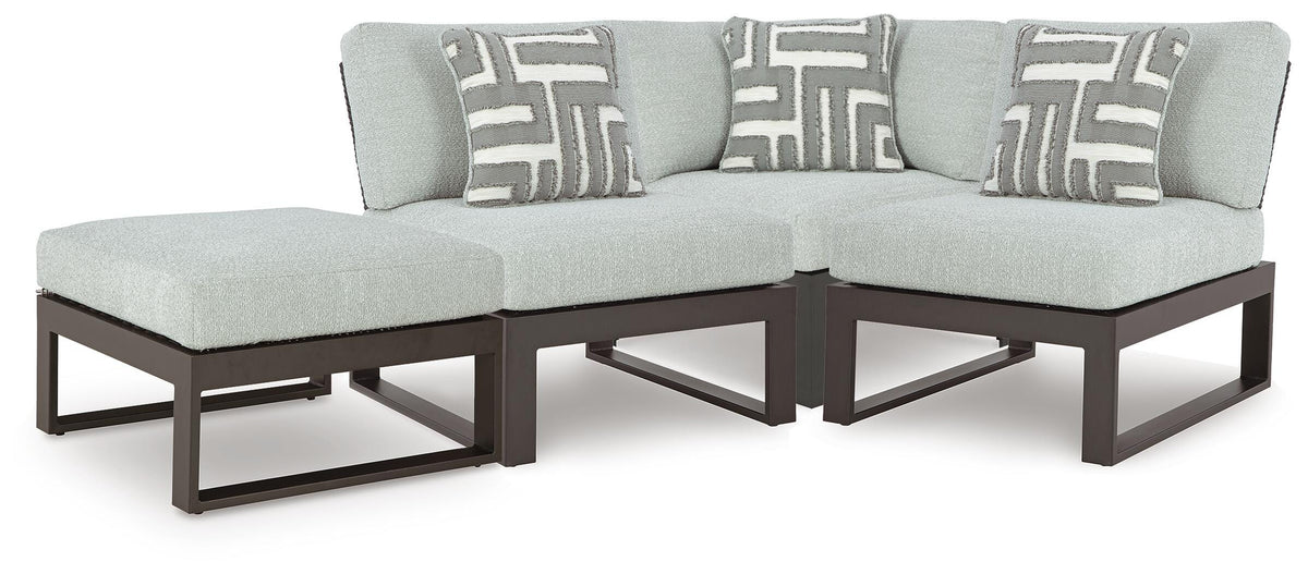 Dar Furniture - Ashley Furniture - Beachloft 4-Piece Outdoor Sectional - 4-Piece Outdoor Sectional / Black/Gray - P490P7