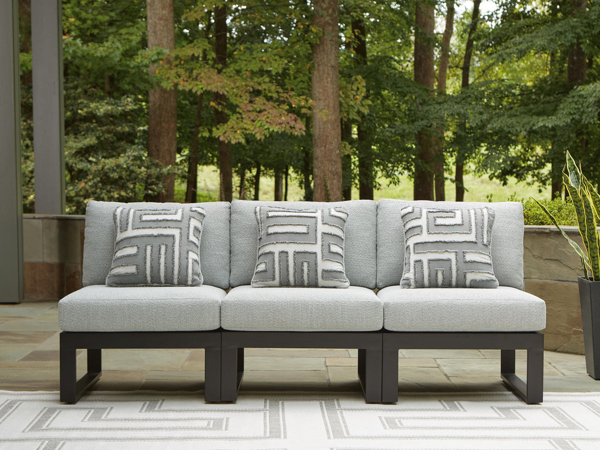 Dar Furniture - Ashley Furniture - Beachloft 3-Piece Outdoor Sectional - 3-Piece Outdoor Sectional / Black/Gray - P490P6
