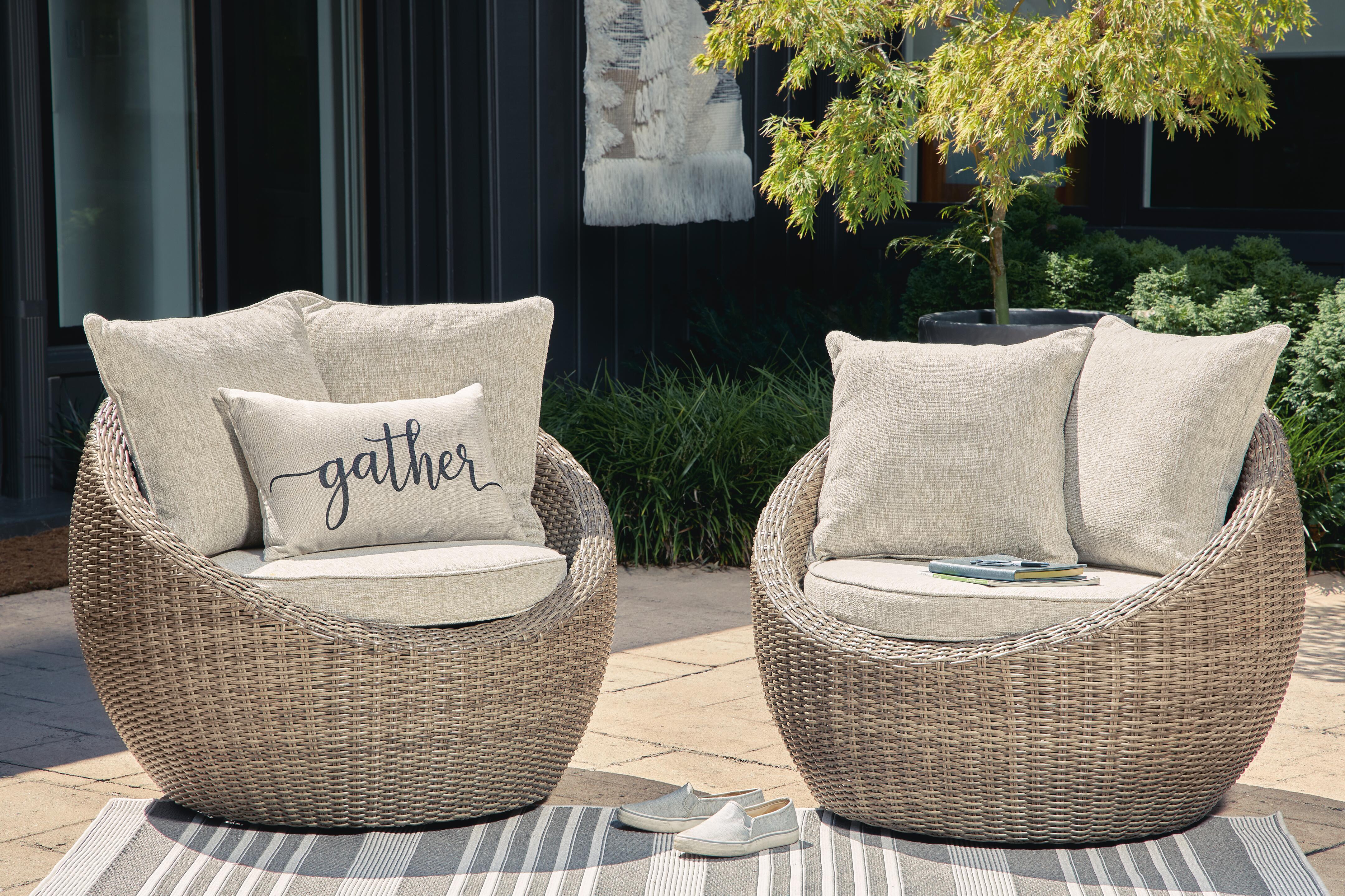 Dar Furniture - Ashley Furniture - Danson Swivel Lounge with Cushion (Set of 2) - Swivel Lounge w/Cushion (Set of 2) / Beige - P505-821