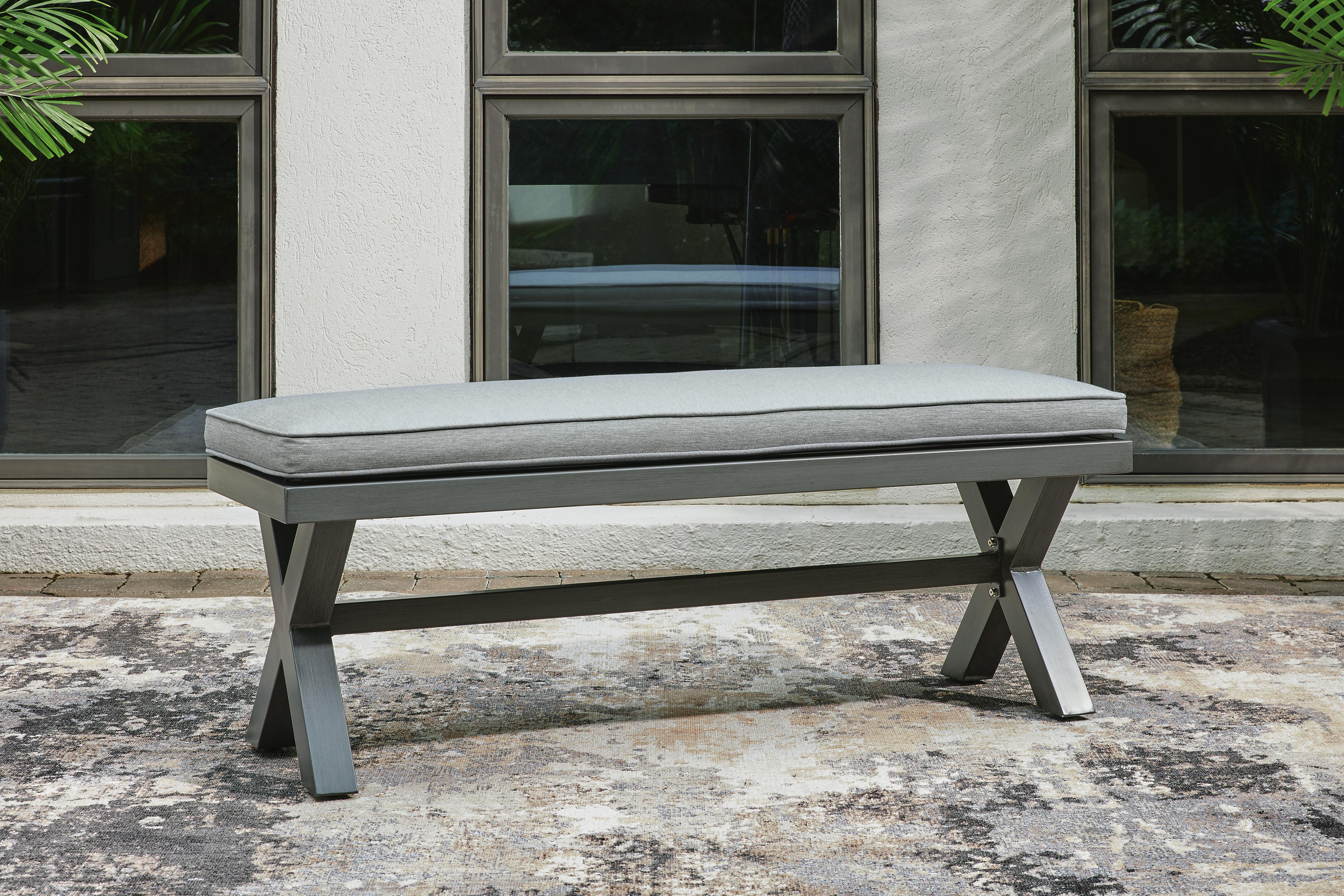 Dar Furniture - Ashley Furniture - Elite Park Outdoor Bench with Cushion - Bench with Cushion / Gray - P518-600