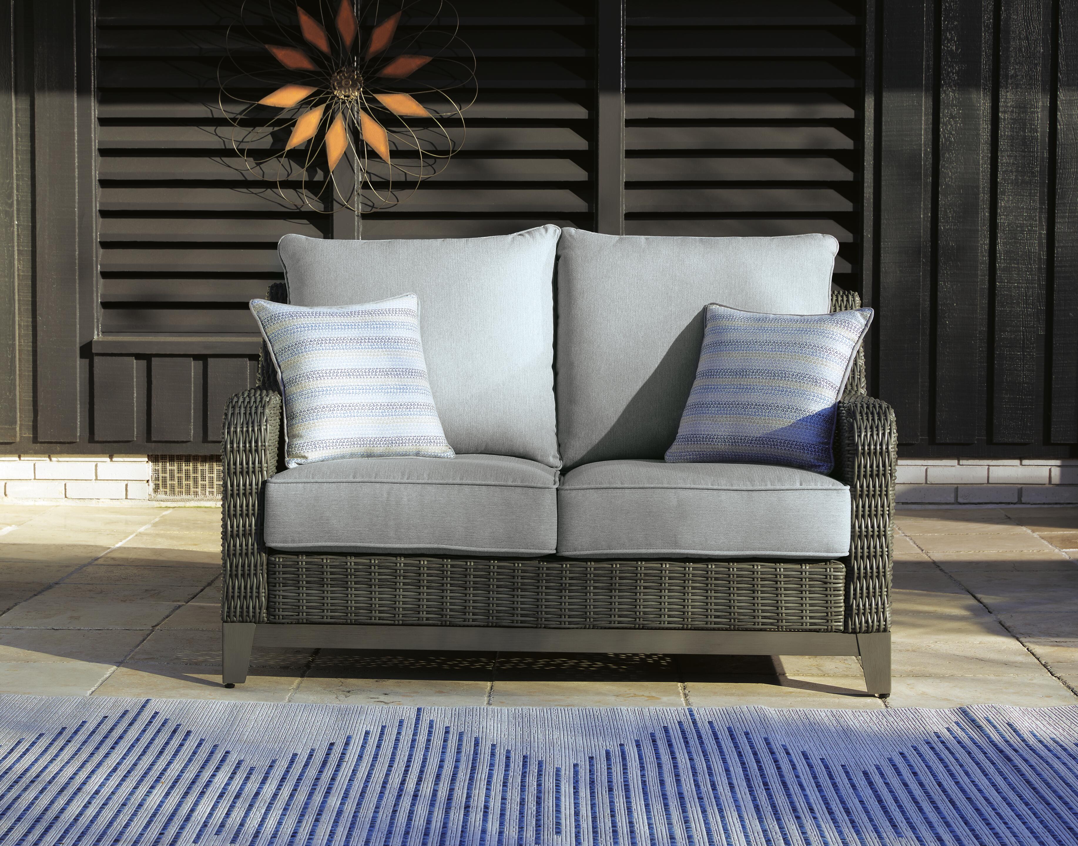 Dar Furniture - Ashley Furniture - Elite Park Outdoor Loveseat with Cushion - Loveseat w/Cushion / Gray - P518-835