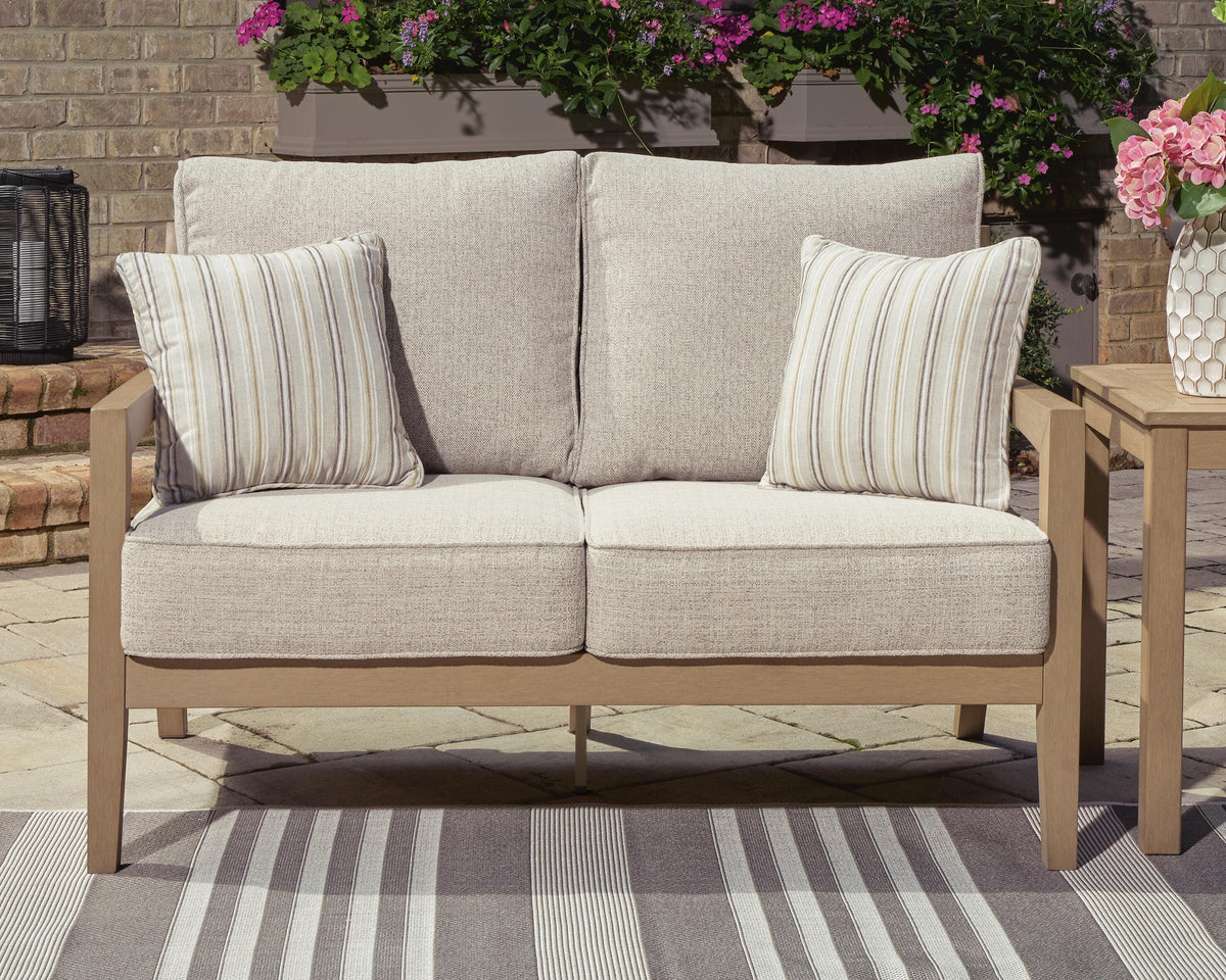 Dar Furniture - Ashley Furniture - Hallow Creek Outdoor Loveseat with Cushion - Loveseat w/Cushion / Driftwood - P560-835