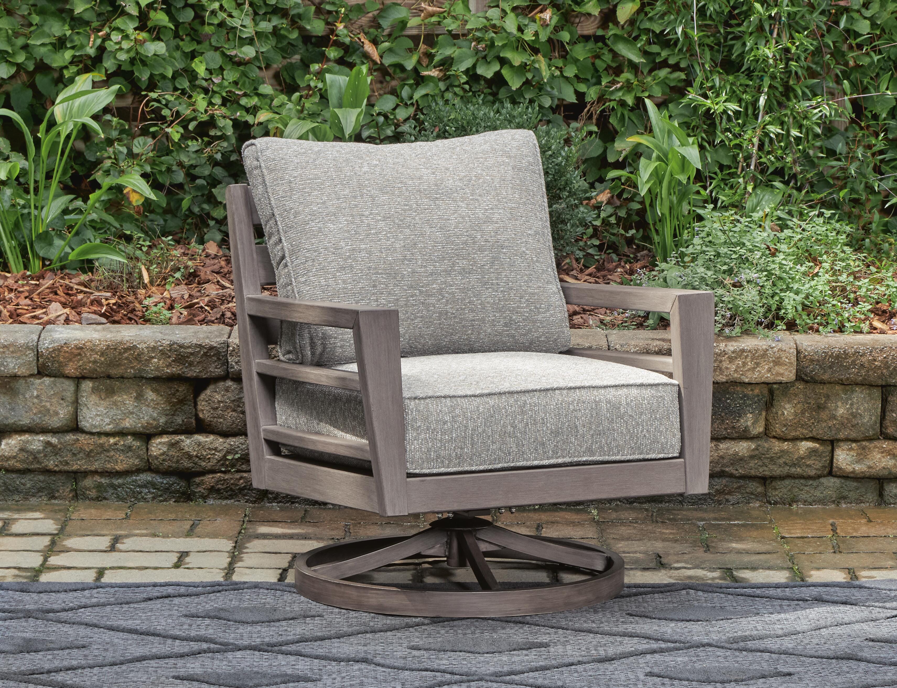 Dar Furniture - Ashley Furniture - Hillside Barn Outdoor Swivel Lounge with Cushion - Swivel Lounge w/ Cushion / Gray/Brown - P564-821