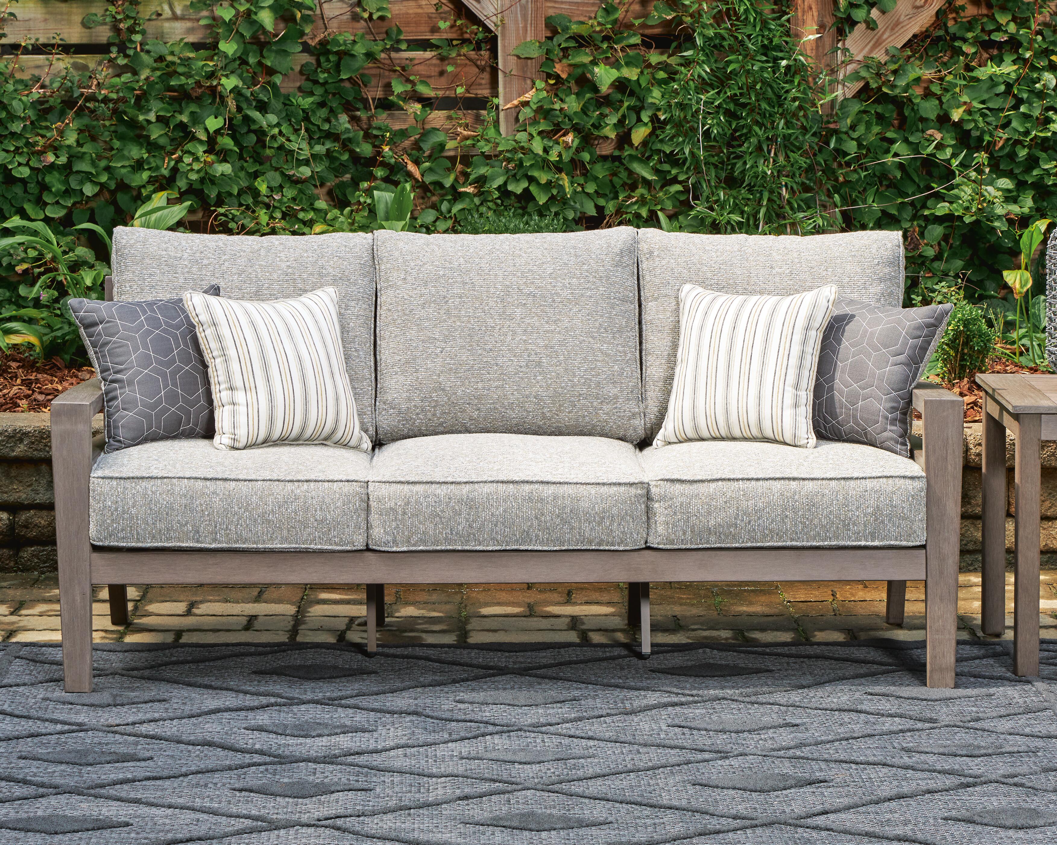 Dar Furniture - Ashley Furniture - Hillside Barn Outdoor Sofa with Cushion - Sofa with Cushion / Gray/Brown - P564-838