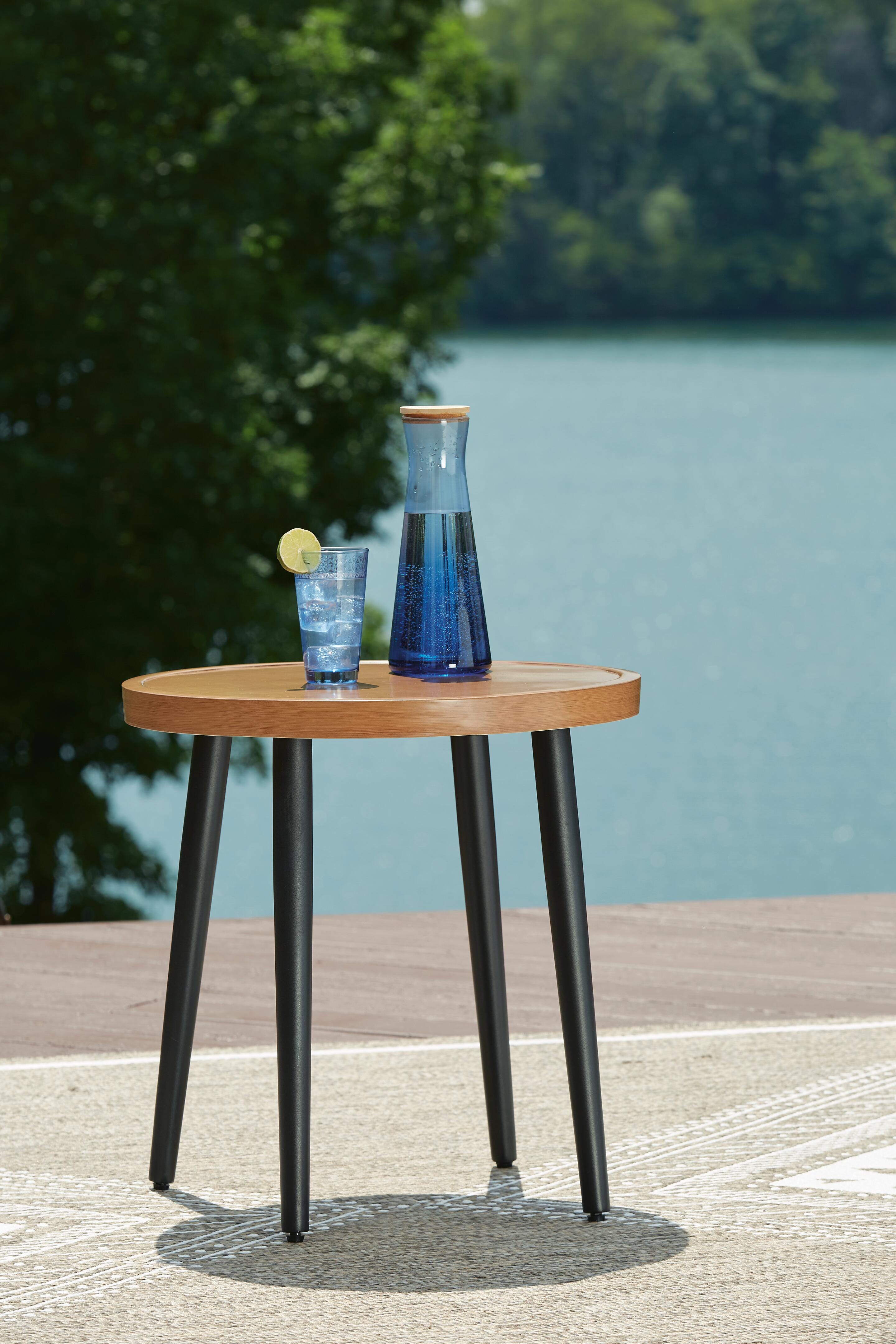 Dar Furniture - Ashley Furniture - Horizon Hall Outdoor End Table - Round End Table / Two-tone Brown - P572-706