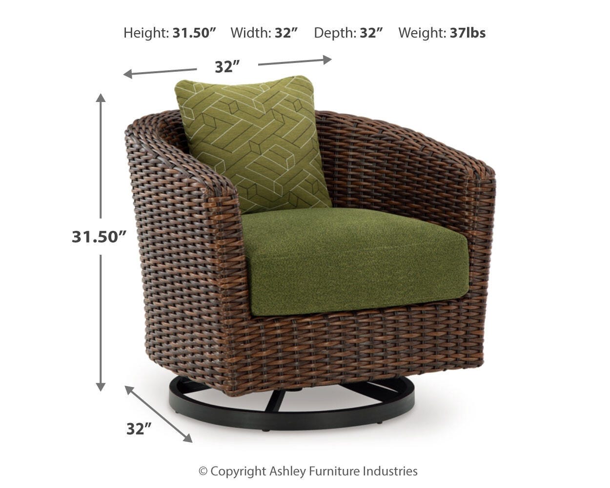 Horizon Hall Outdoor Swivel Lounge Chair with Cushion