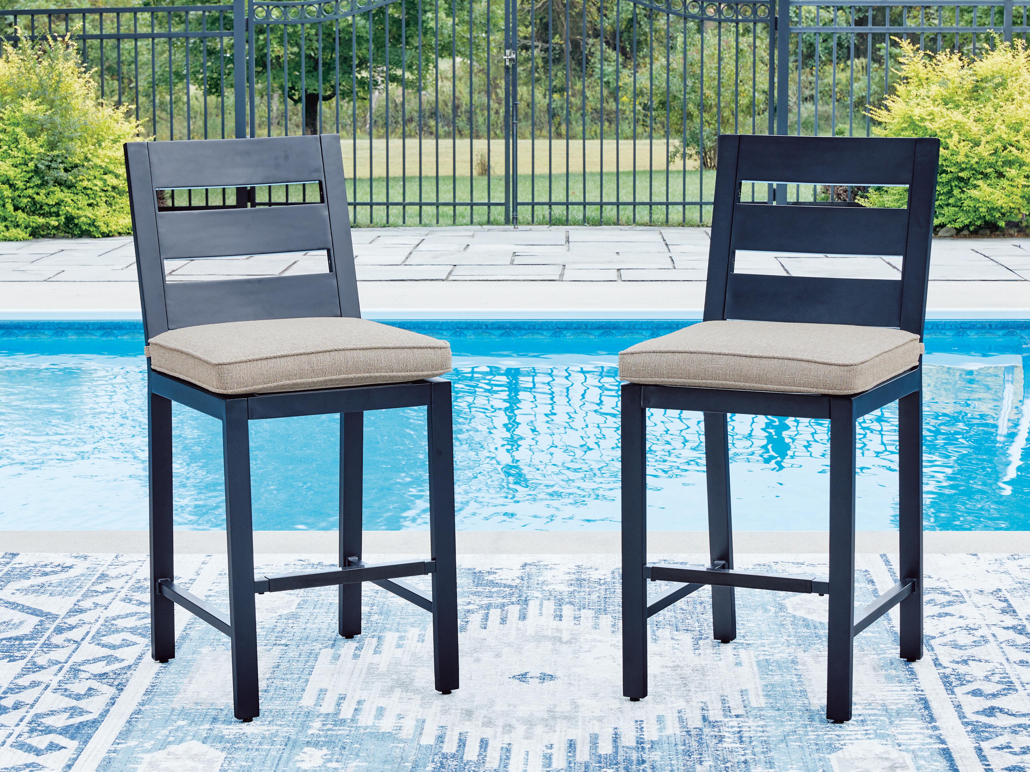 Dar Furniture - Ashley Furniture - East Beach Outdoor Counter Height Bar Stool (Set of 2) - Barstool (Set of 2) / Navy Blue - PCP587-124