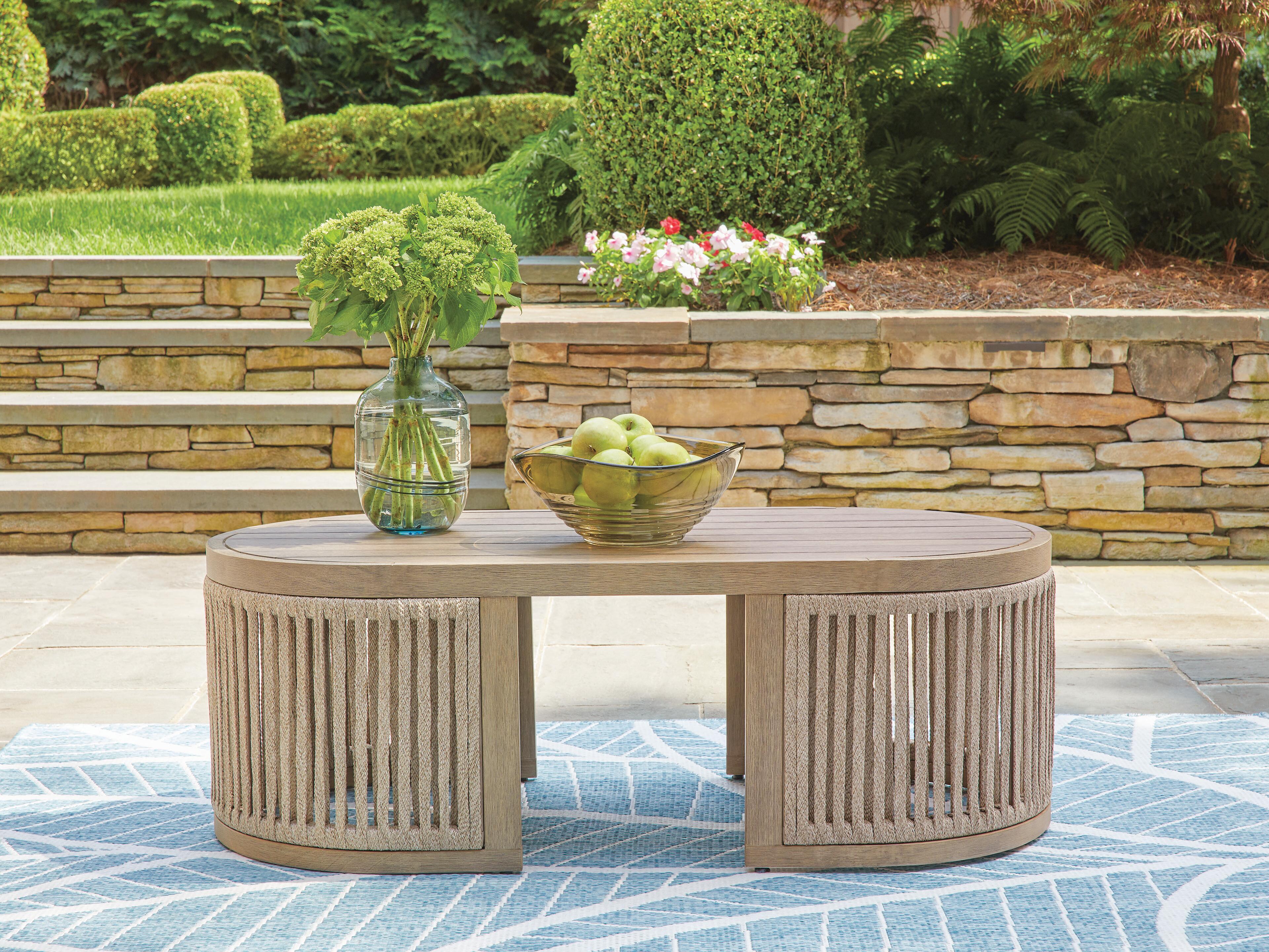 Dar Furniture - Ashley Furniture - Serena Shores Outdoor Coffee Table - Rectangular Cocktail Table / Beige - PCP604-701