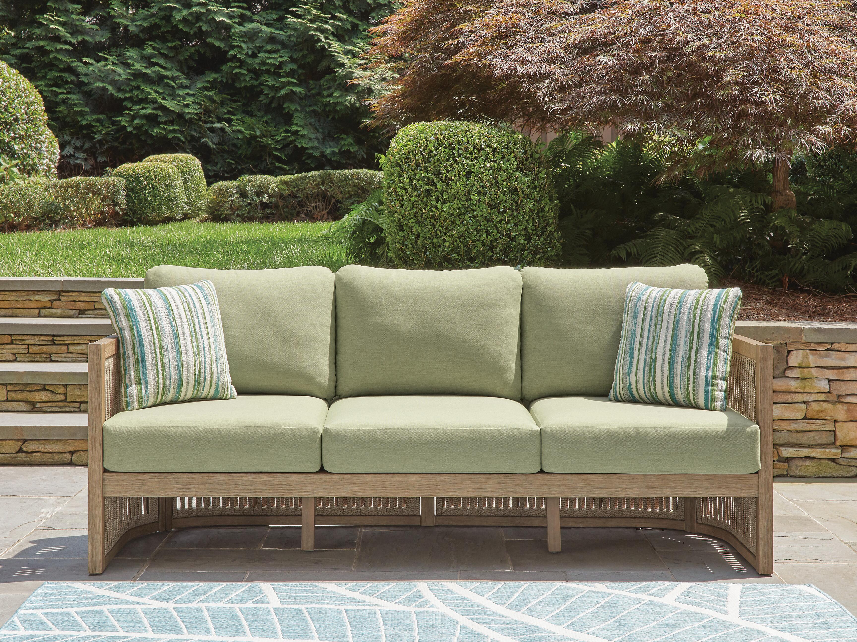 Dar Furniture - Ashley Furniture - Serena Shores Outdoor Sofa with Cushion - Sofa with Cushion / Beige/Green - PCP604-838
