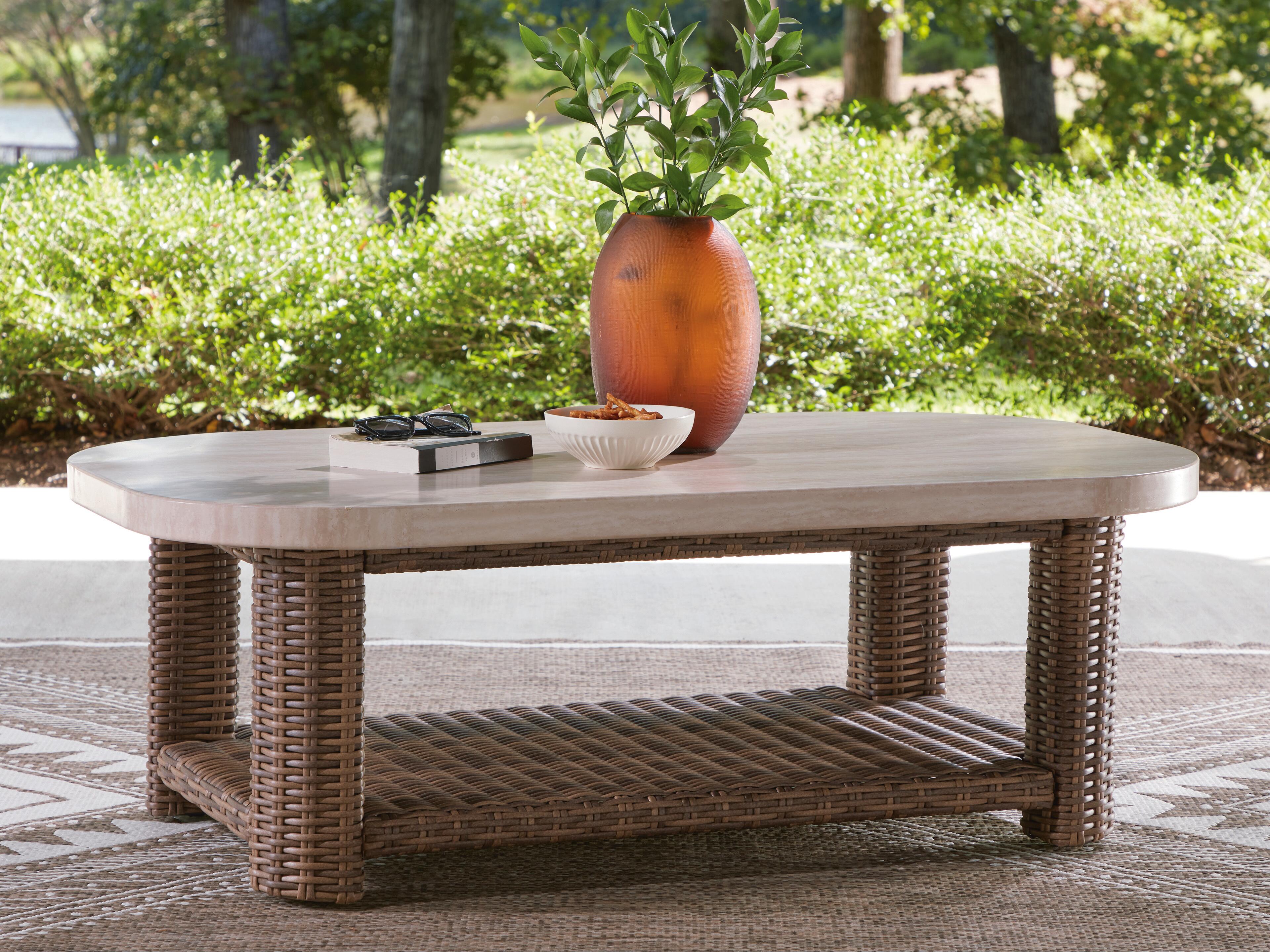 Dar Furniture - Ashley Furniture - Dolan Creek Outdoor Coffee Table - Rectangular Cocktail Table / Beige/Brown - PCP610-701