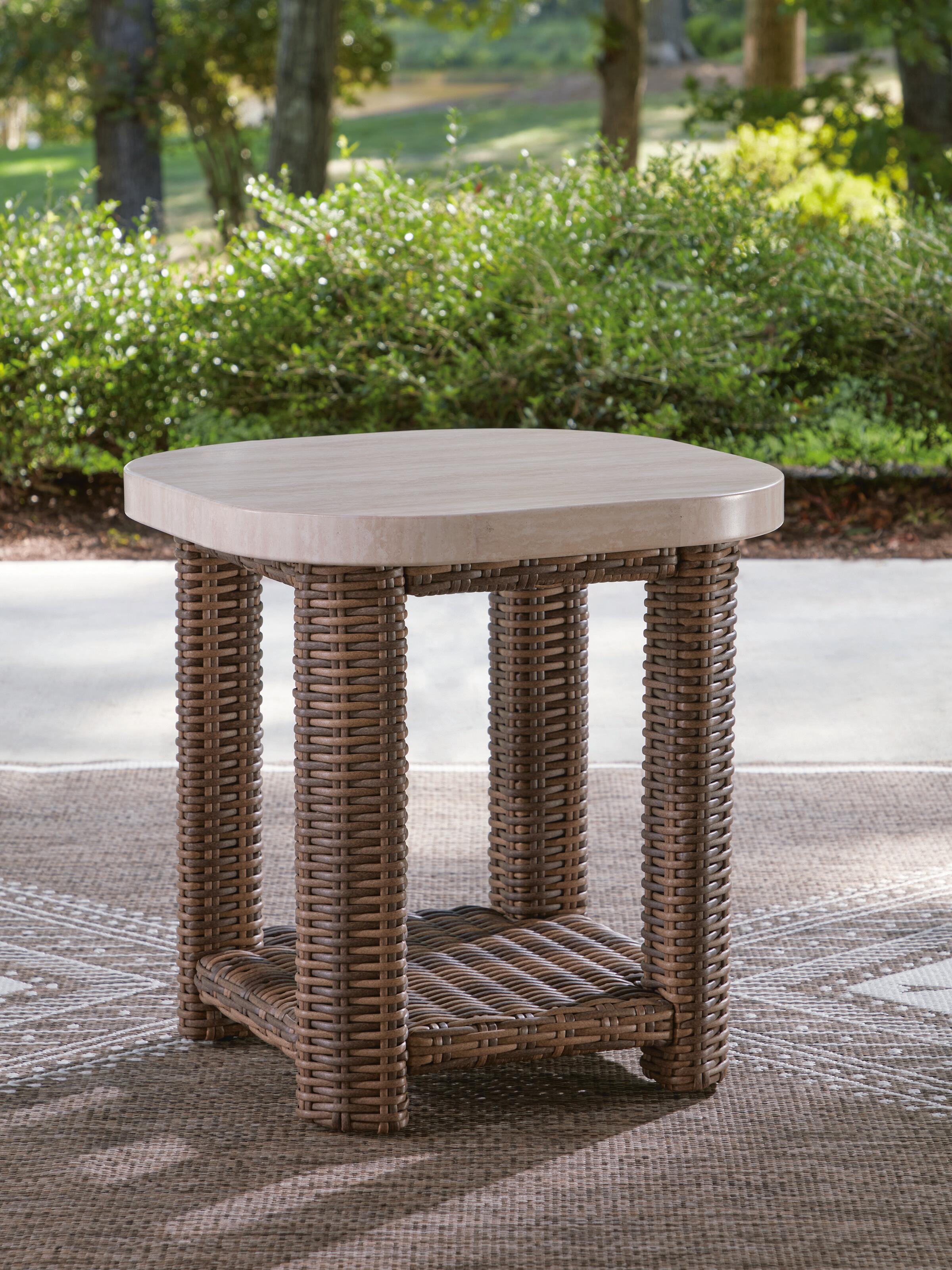 Dar Furniture - Ashley Furniture - Dolan Creek Outdoor End Table - Square End Table / Beige/Brown - PCP610-702