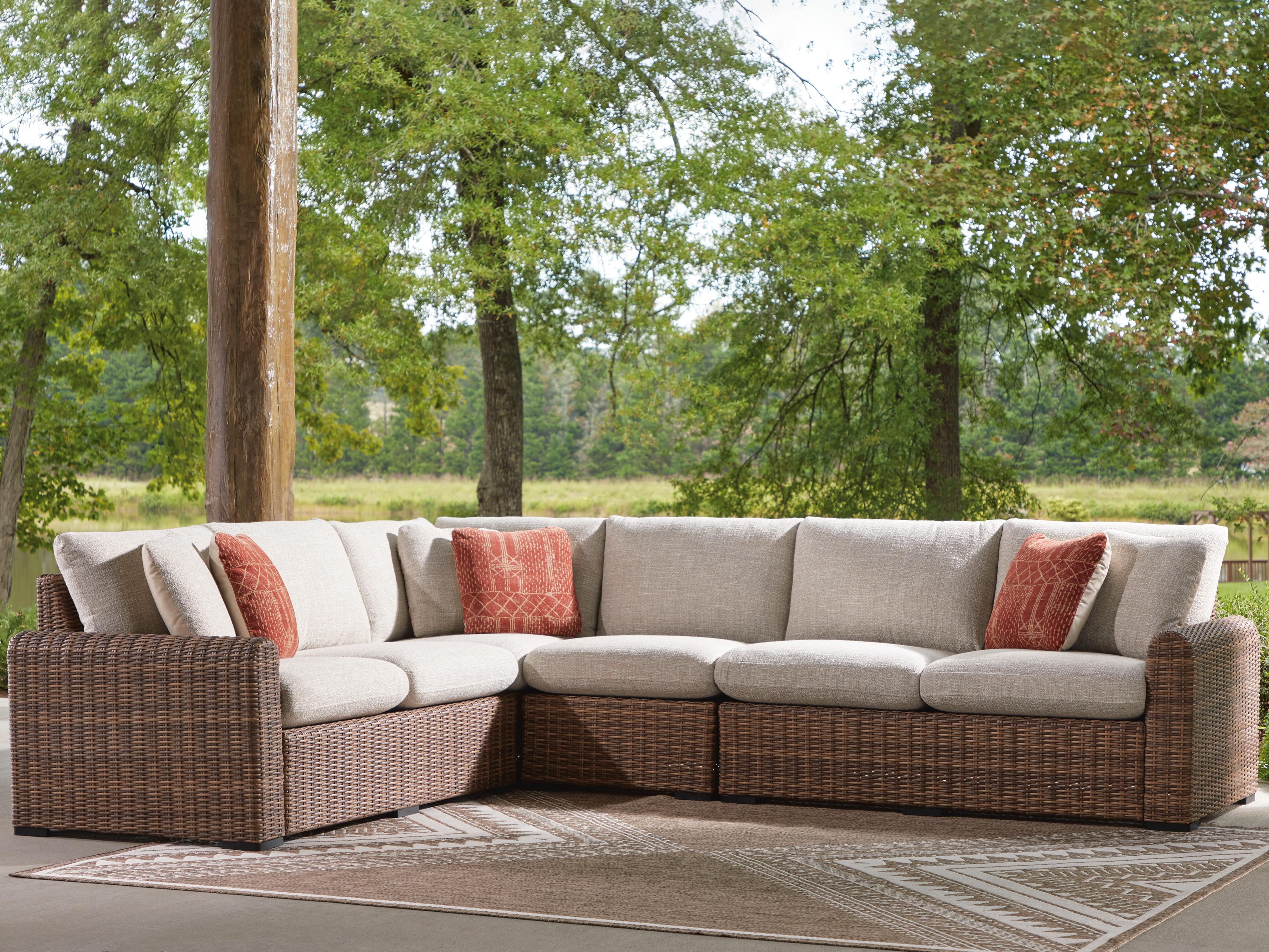 Dar Furniture - Ashley Furniture - Dolan Creek 4-Piece Outdoor Sectional - 4-Piece Outdoor Sectional / Beige/Brown - PCP610P2