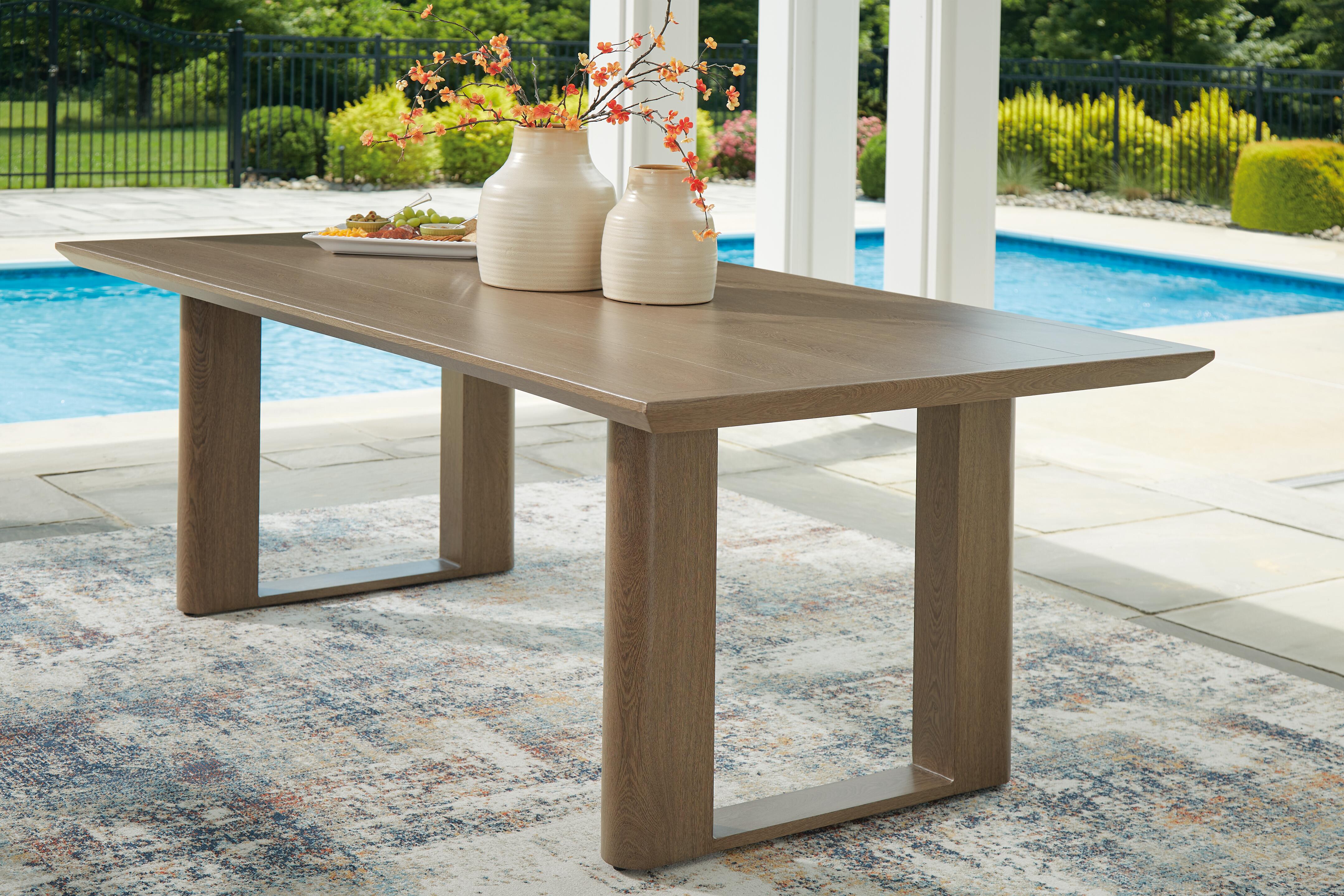 Dar Furniture - Ashley Furniture - Serene Bay Outdoor Dining Table - RECT Dining Table w/UMB OPT / Dark Brown - P671-625