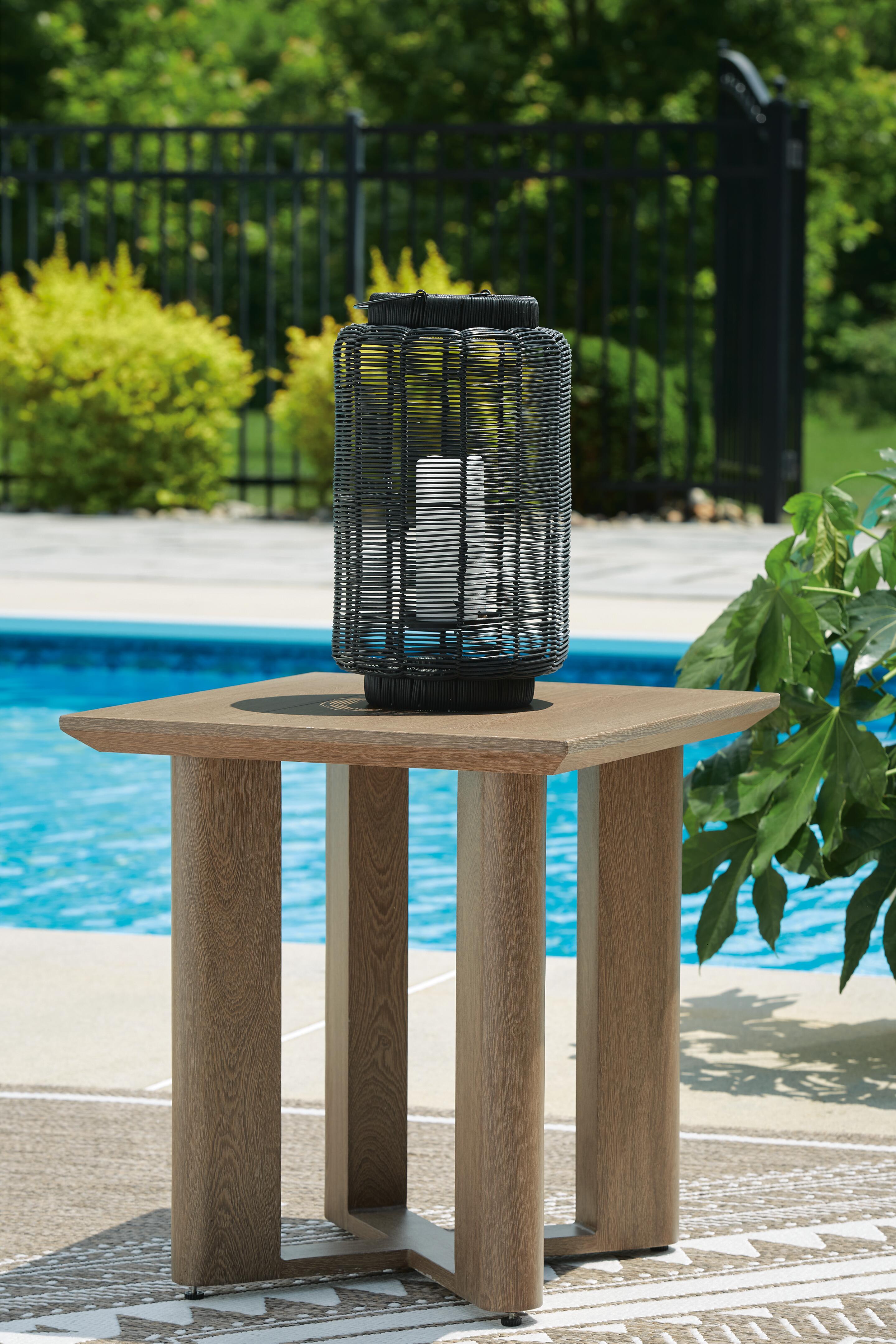 Dar Furniture - Ashley Furniture - Serene Bay Outdoor End Table - Square End Table / Dark Brown - P671-702