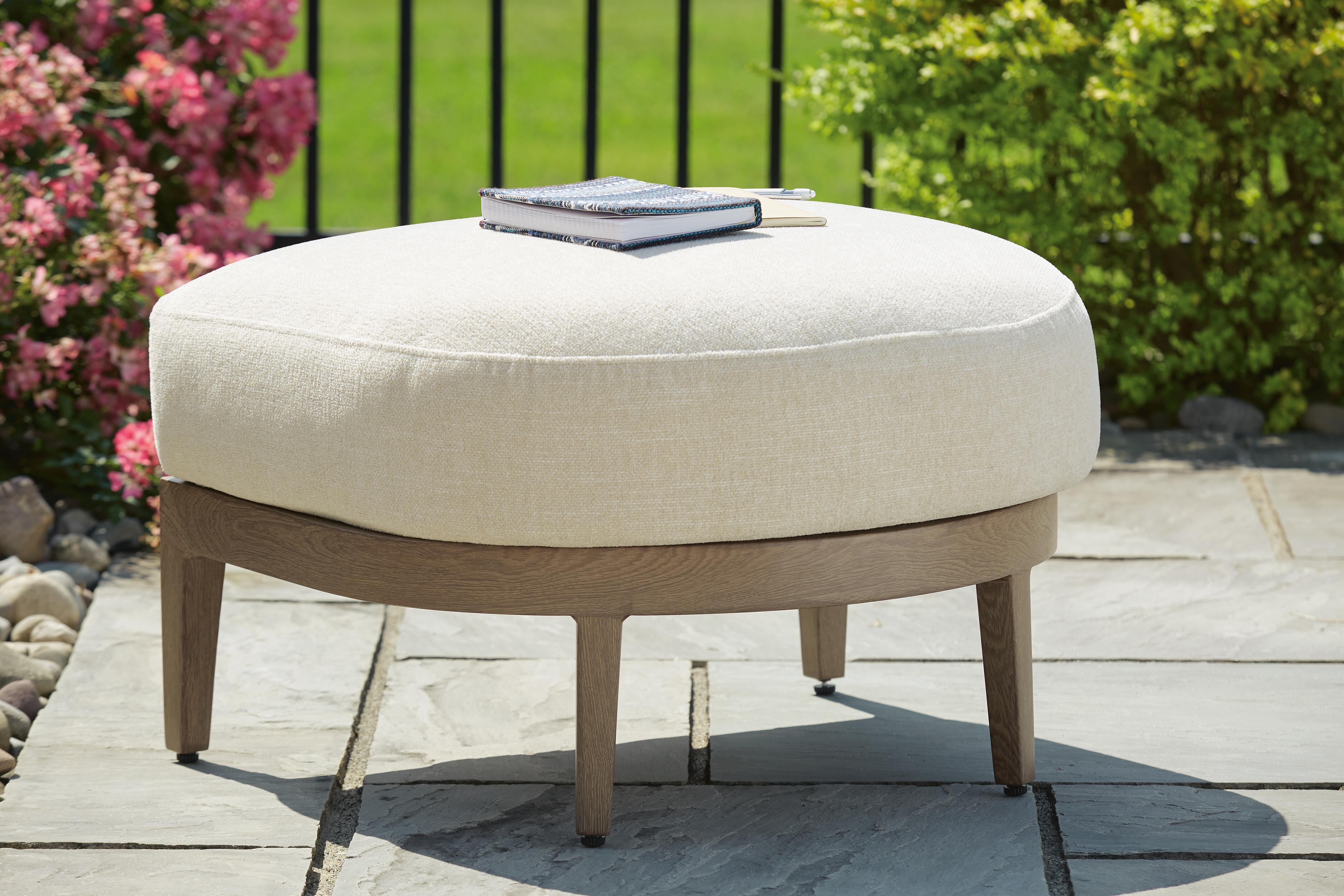 Dar Furniture - Ashley Furniture - Serene Bay Outdoor Ottoman with Cushion - Ottoman with Cushion / Dark Brown/White - P671-814