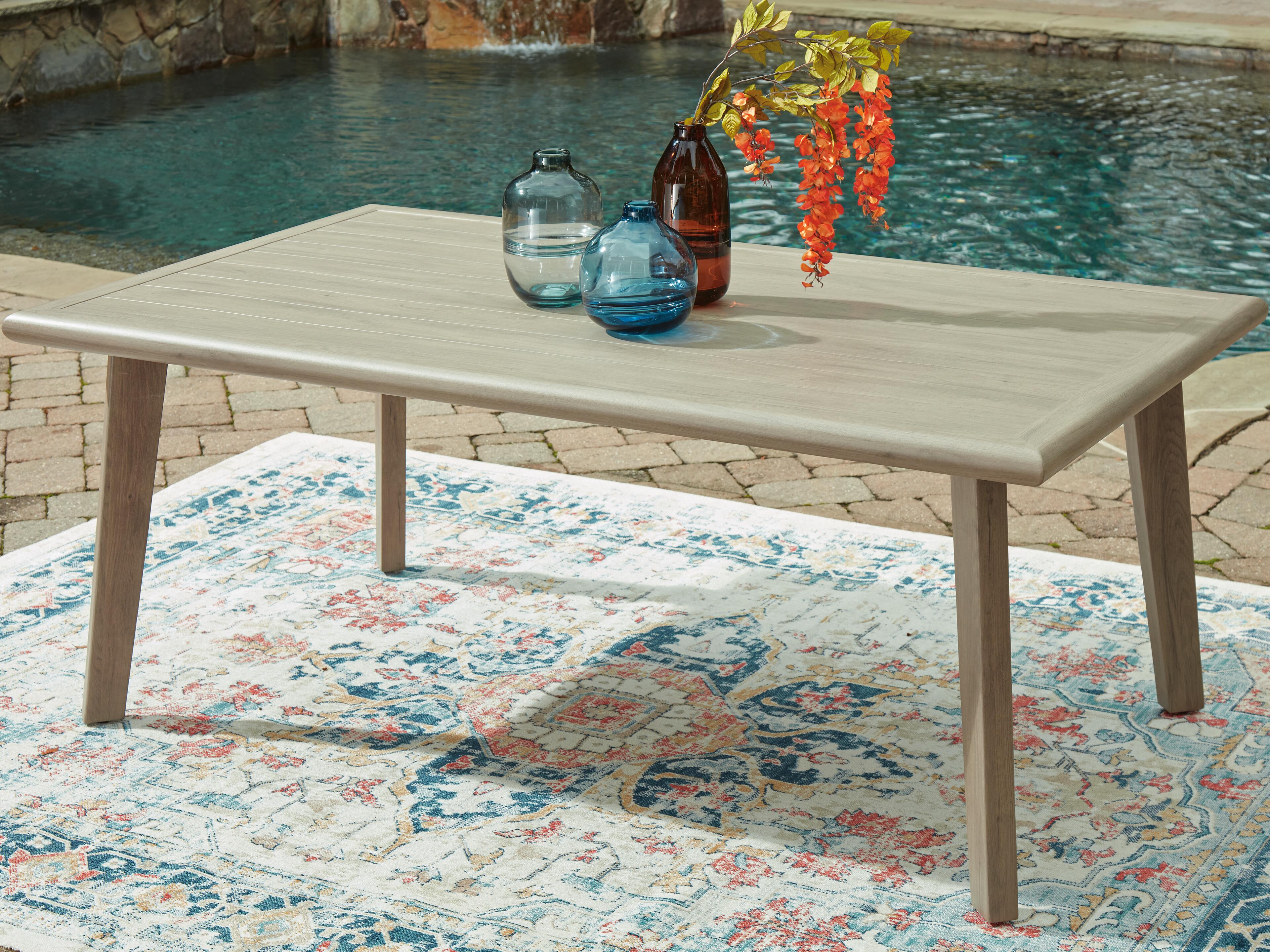 Dar Furniture - Ashley Furniture - Cliff Trails Outdoor Dining Table - RECT Dining Table w/UMB OPT / Beige - PCP690-625