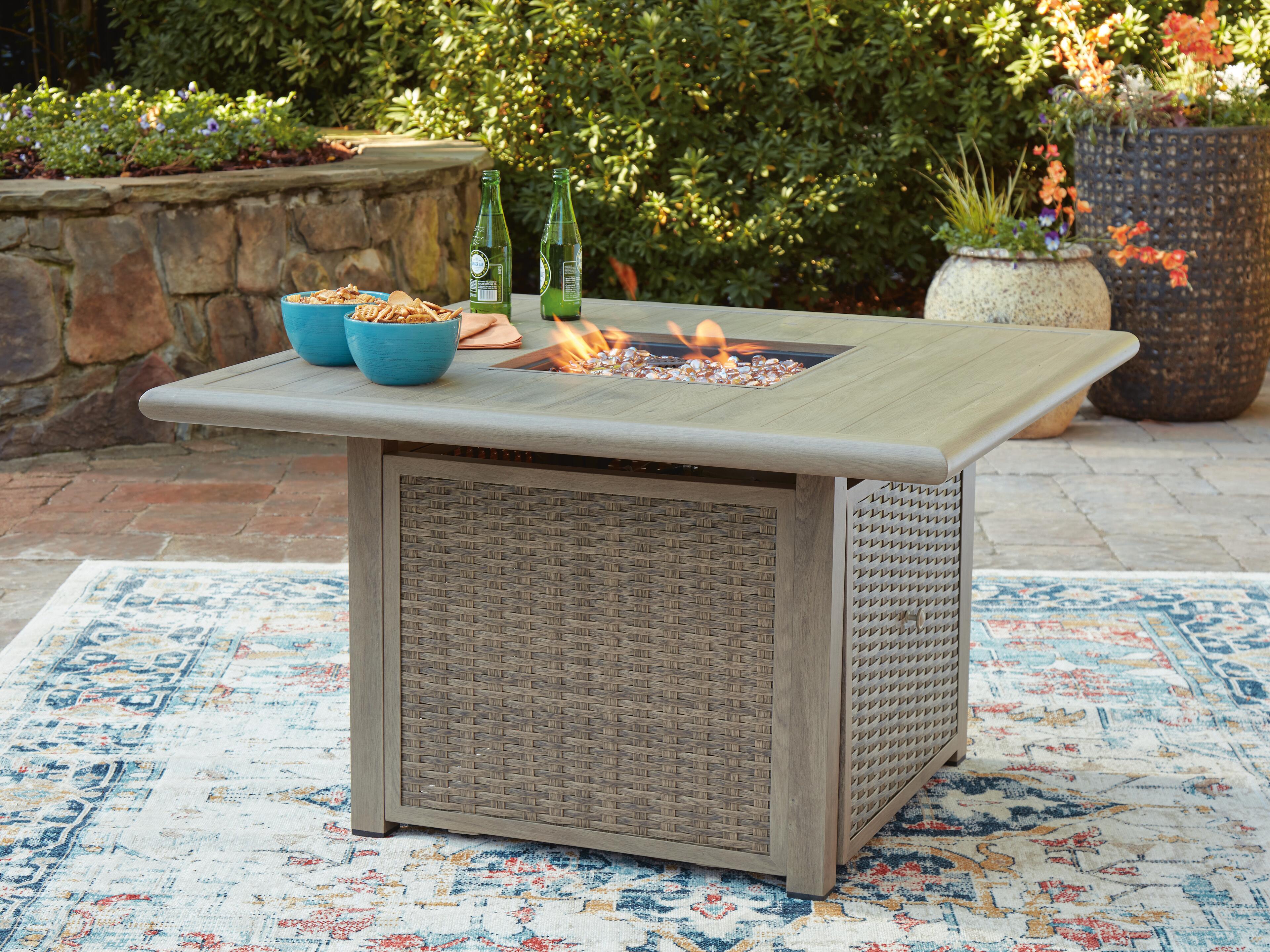 Dar Furniture - Ashley Furniture - Cliff Trails Fire Pit Table - Square Fire Pit Table / Beige - PCP690-772