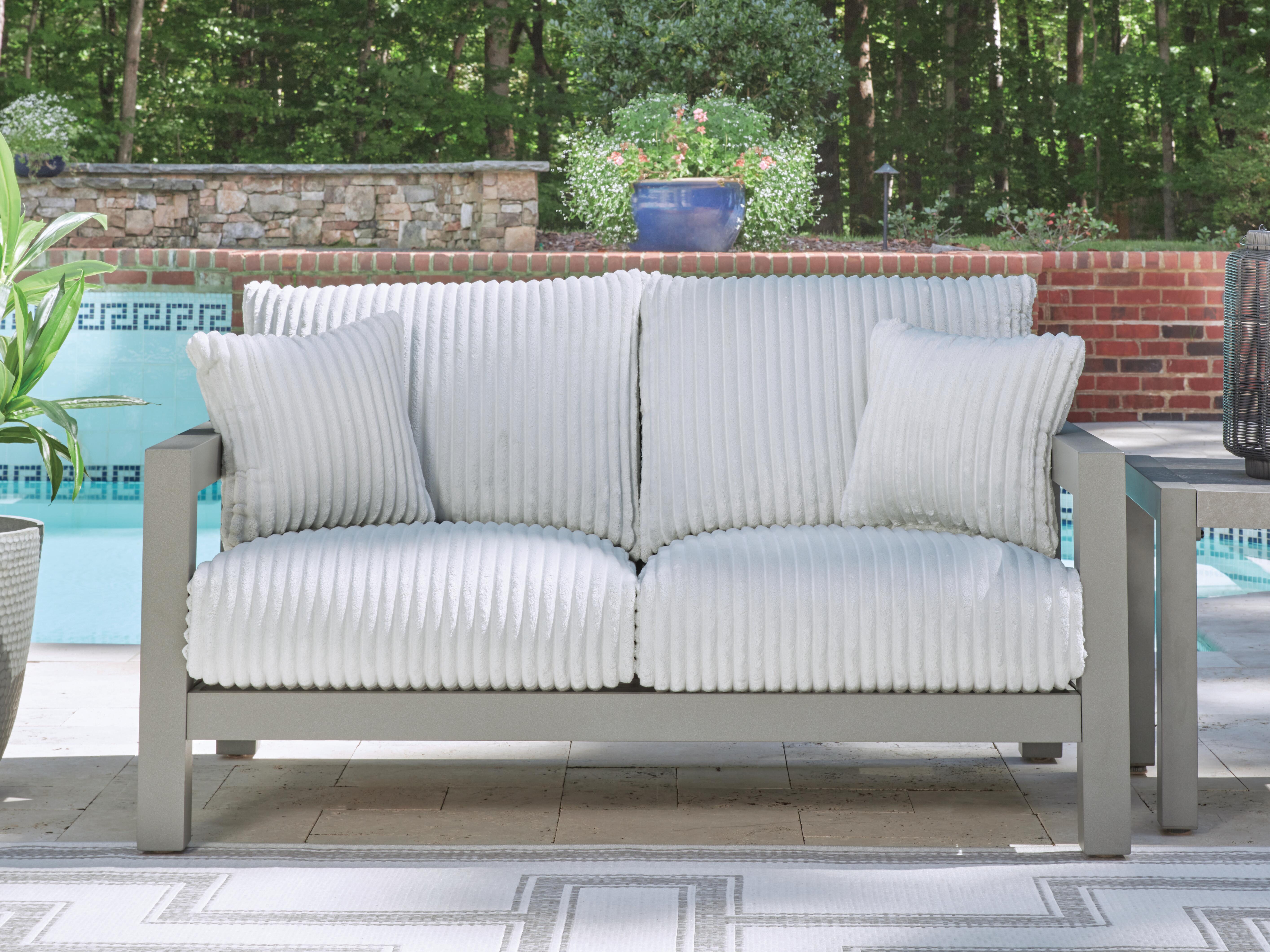 Dar Furniture - Ashley Furniture - Hurley Park Outdoor Loveseat with Cushion - Loveseat w/Cushion / Gray - PCP695-835