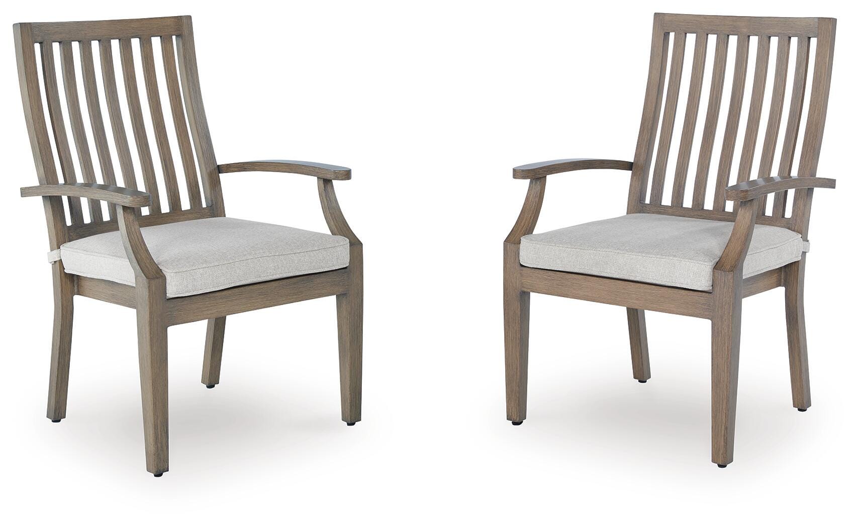 Dar Furniture - Ashley Furniture - Rainier Ranch Outdoor Arm Chair with Cushion (Set of 2) - Arm Chair With Cushion (Set of 2) / Brown/Beige - P701-601A
