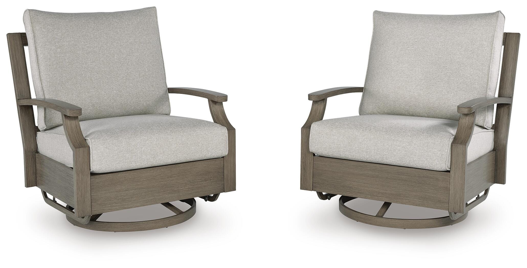 Dar Furniture - Ashley Furniture - Rainier Ranch Outdoor Swivel Glider Chair with Cushion - Swivel Glider Chair w/Cushion / Brown/Beige - P701-821