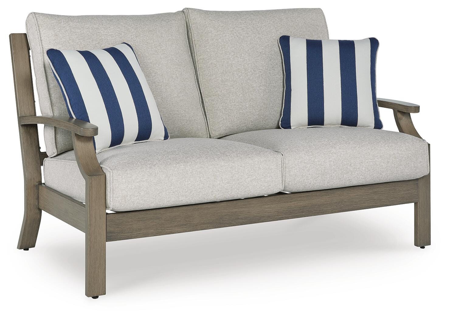 Dar Furniture - Ashley Furniture - Rainier Ranch Outdoor Loveseat with Cushion - Loveseat w/Cushion / Brown/Beige - P701-835