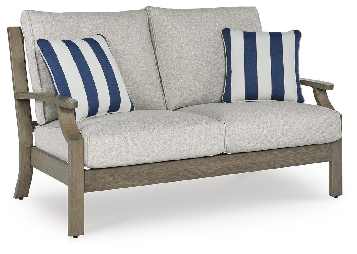 Dar Furniture - Ashley Furniture - Rainier Ranch Outdoor Loveseat with Cushion - Loveseat w/Cushion / Brown/Beige - P701-835