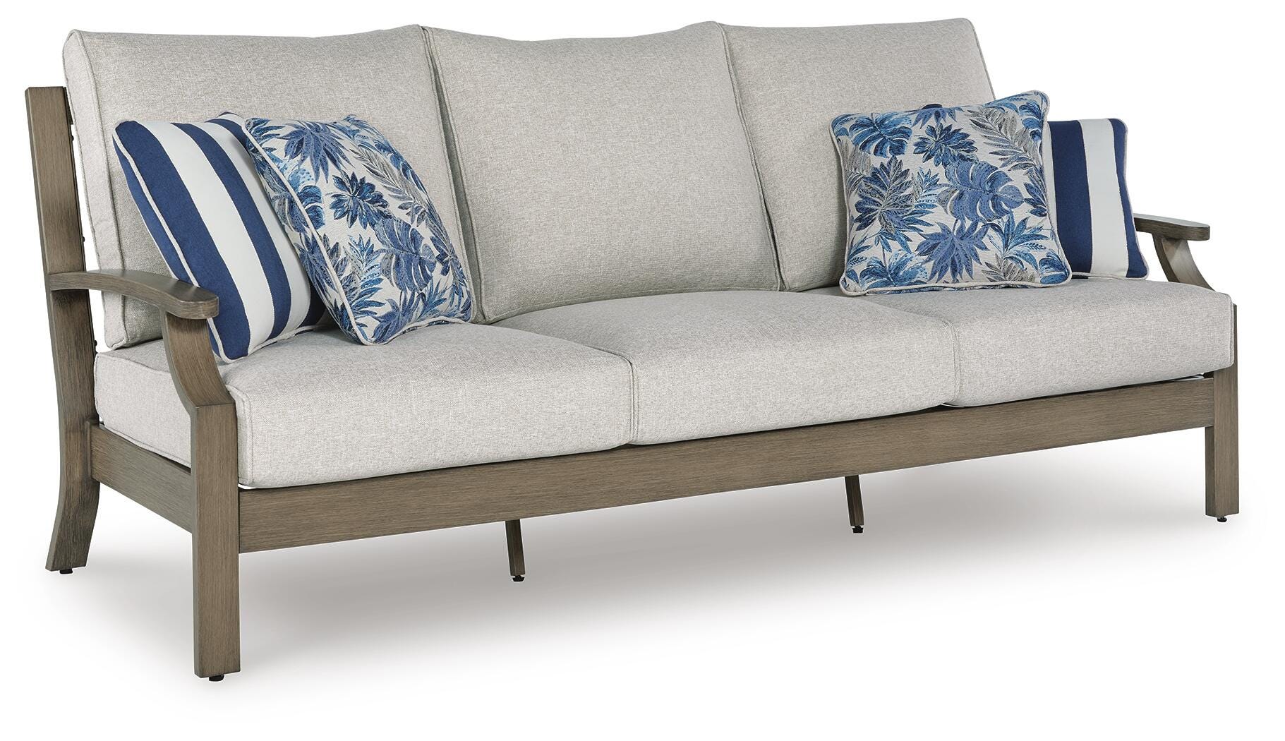 Dar Furniture - Ashley Furniture - Rainier Ranch Outdoor Sofa with Cushion - Sofa with Cushion / Brown/Beige - P701-838