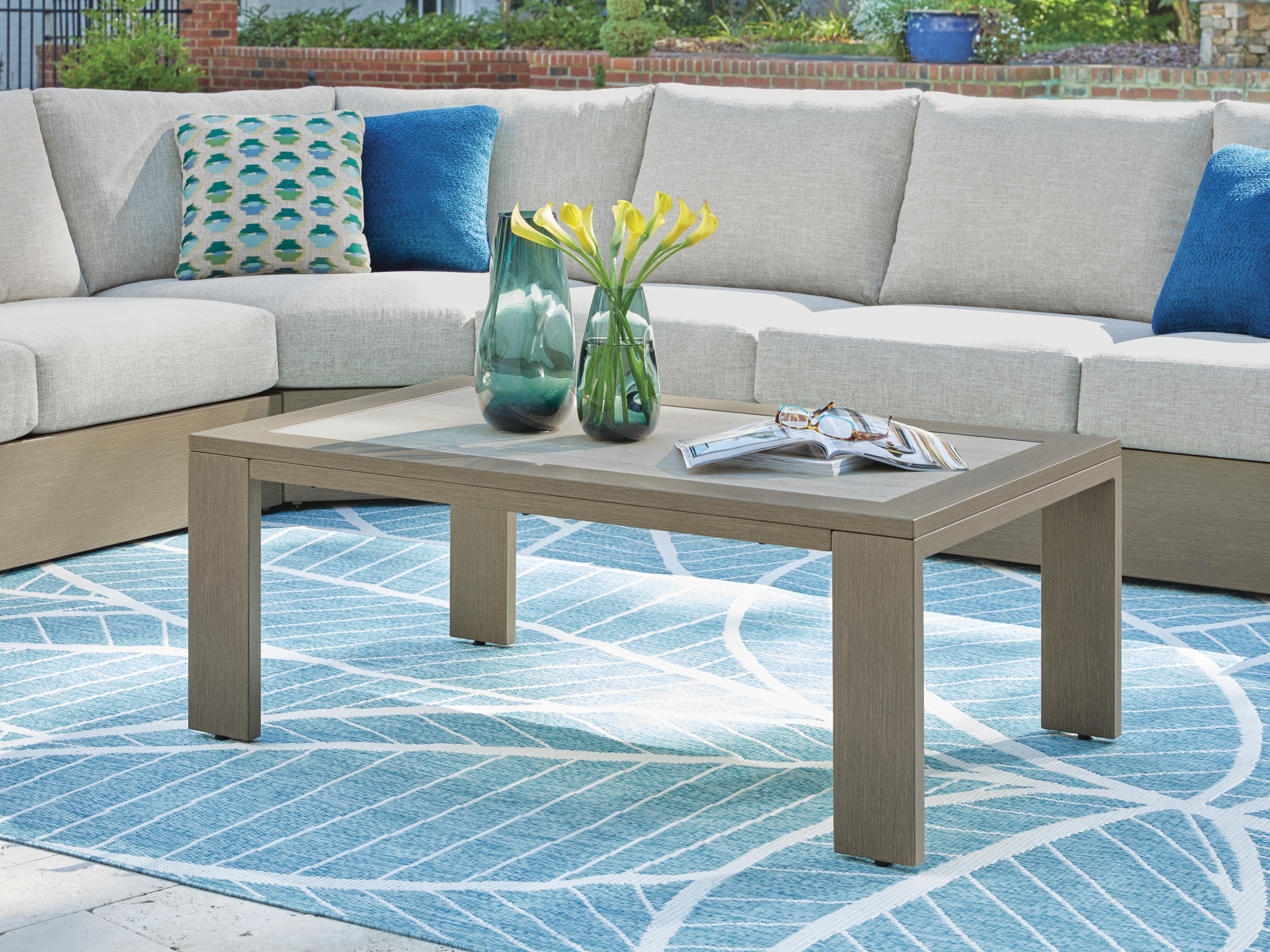 Dar Furniture - Ashley Furniture - Kimpton Isle Outdoor Coffee Table - Rectangular Cocktail Table / Brown - P704-701