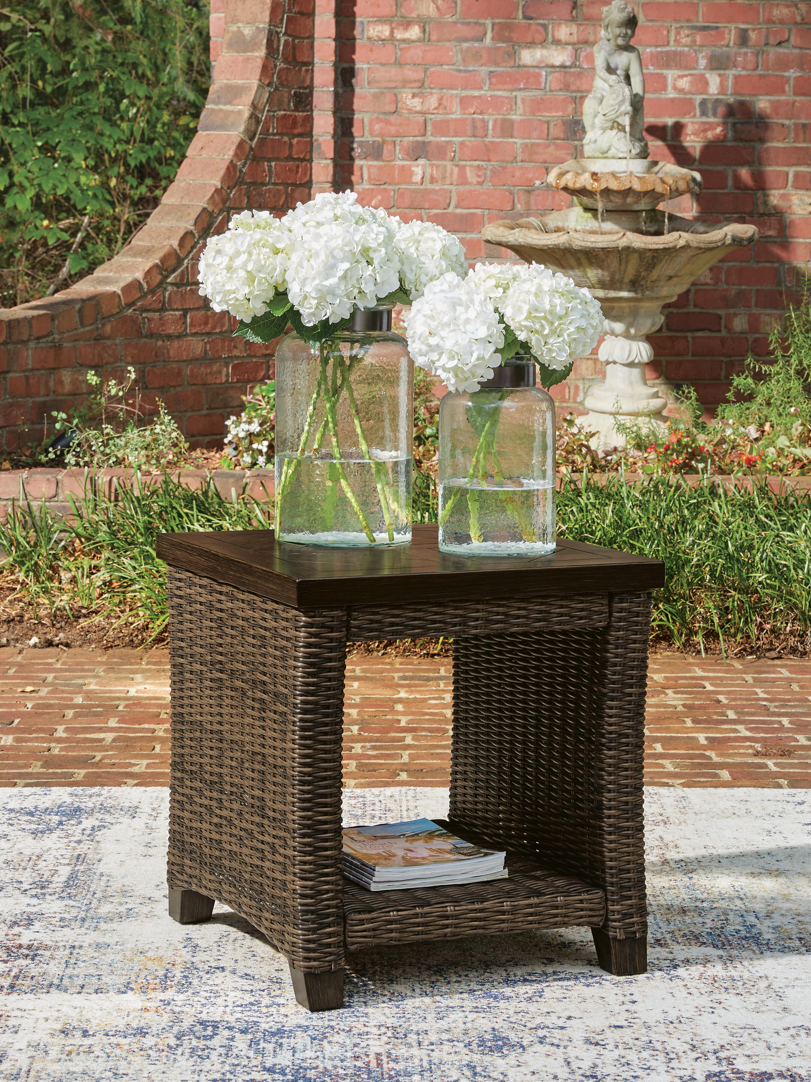Dar Furniture - Ashley Furniture - Monterey Point Outdoor End Table - Square End Table / Dark Brown - PCP760-702