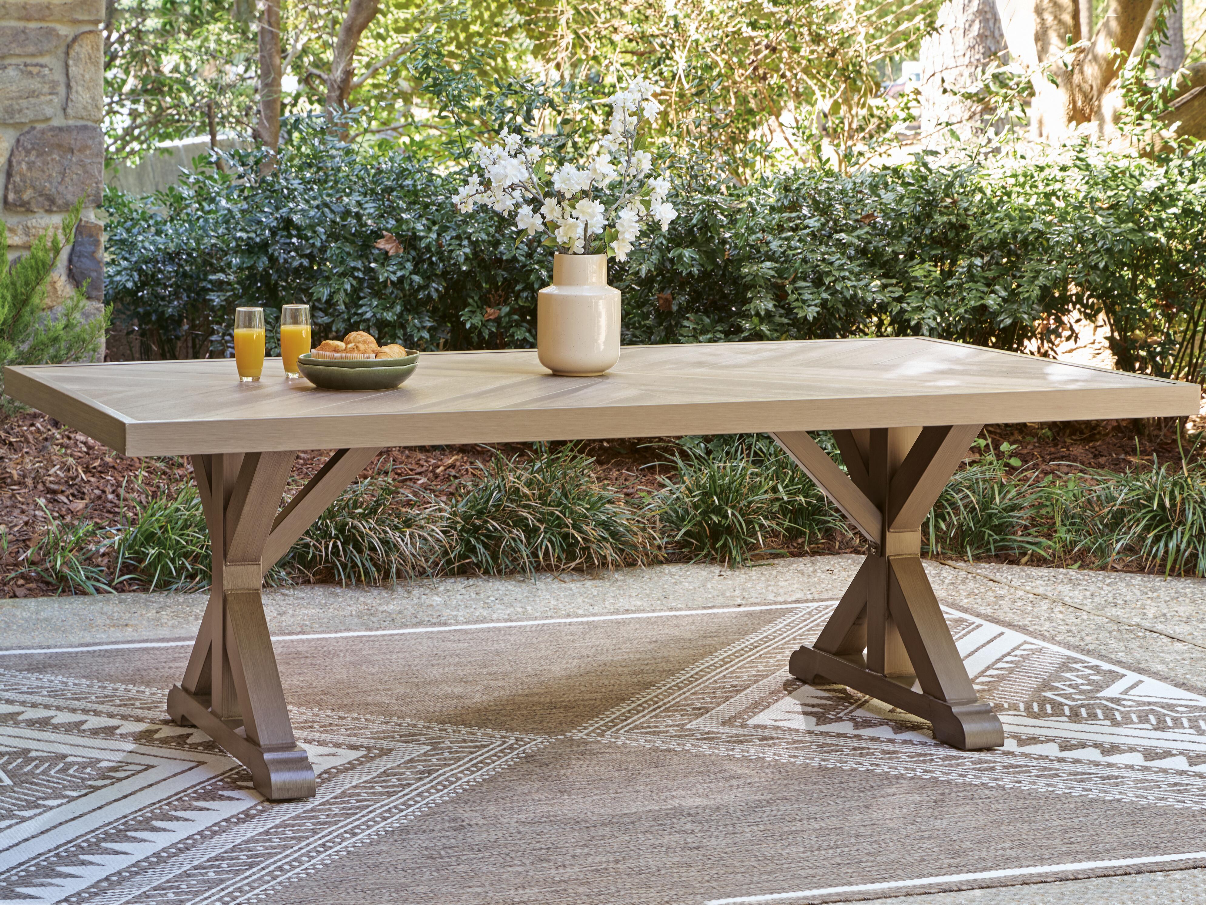 Dar Furniture - Ashley Furniture - Laguna Heights Outdoor Dining Table - RECT Dining Table w/UMB OPT / Beige - PCP790-625