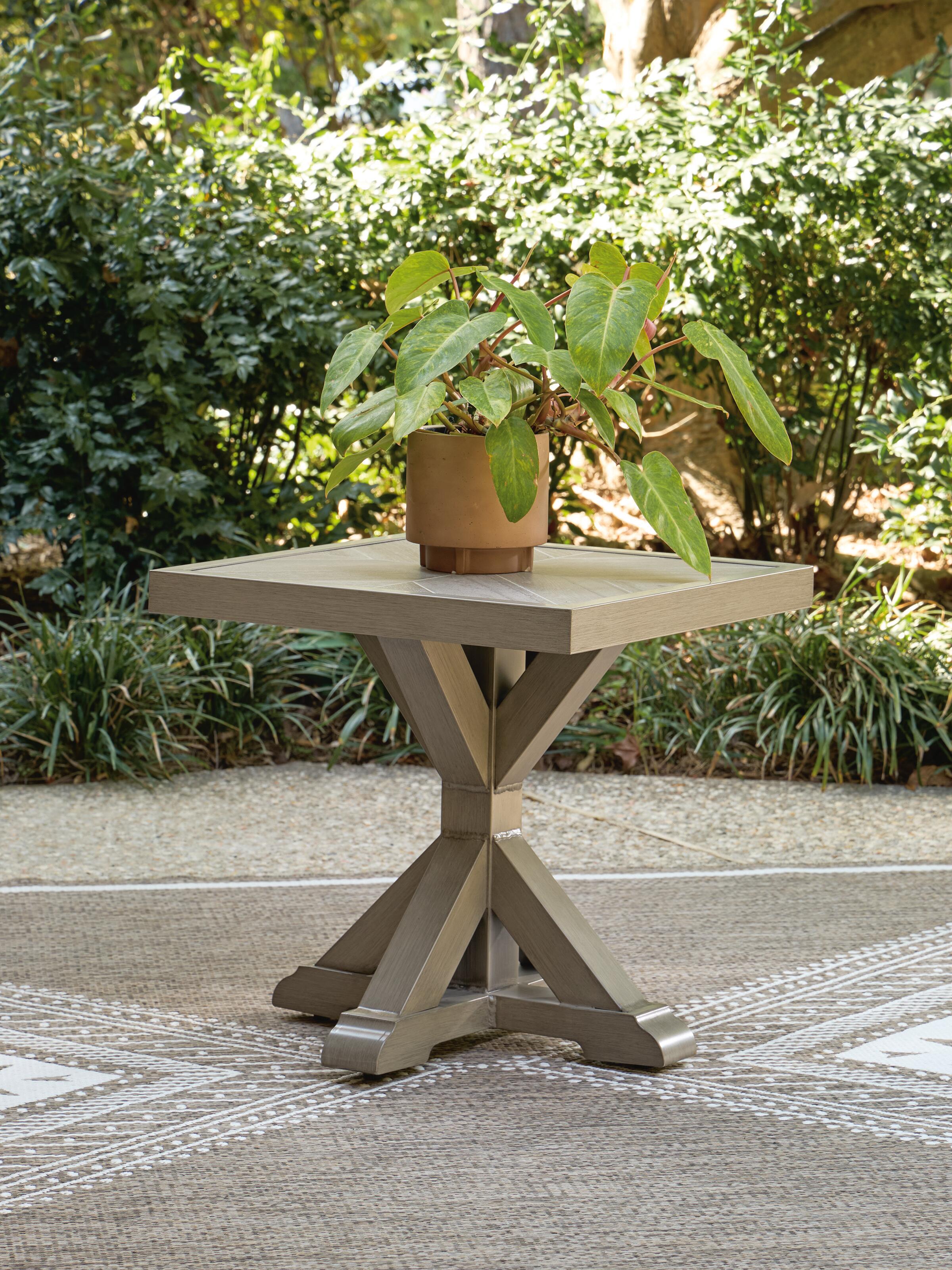 Dar Furniture - Ashley Furniture - Laguna Heights Outdoor End Table - Square End Table / Beige - PCP790-702