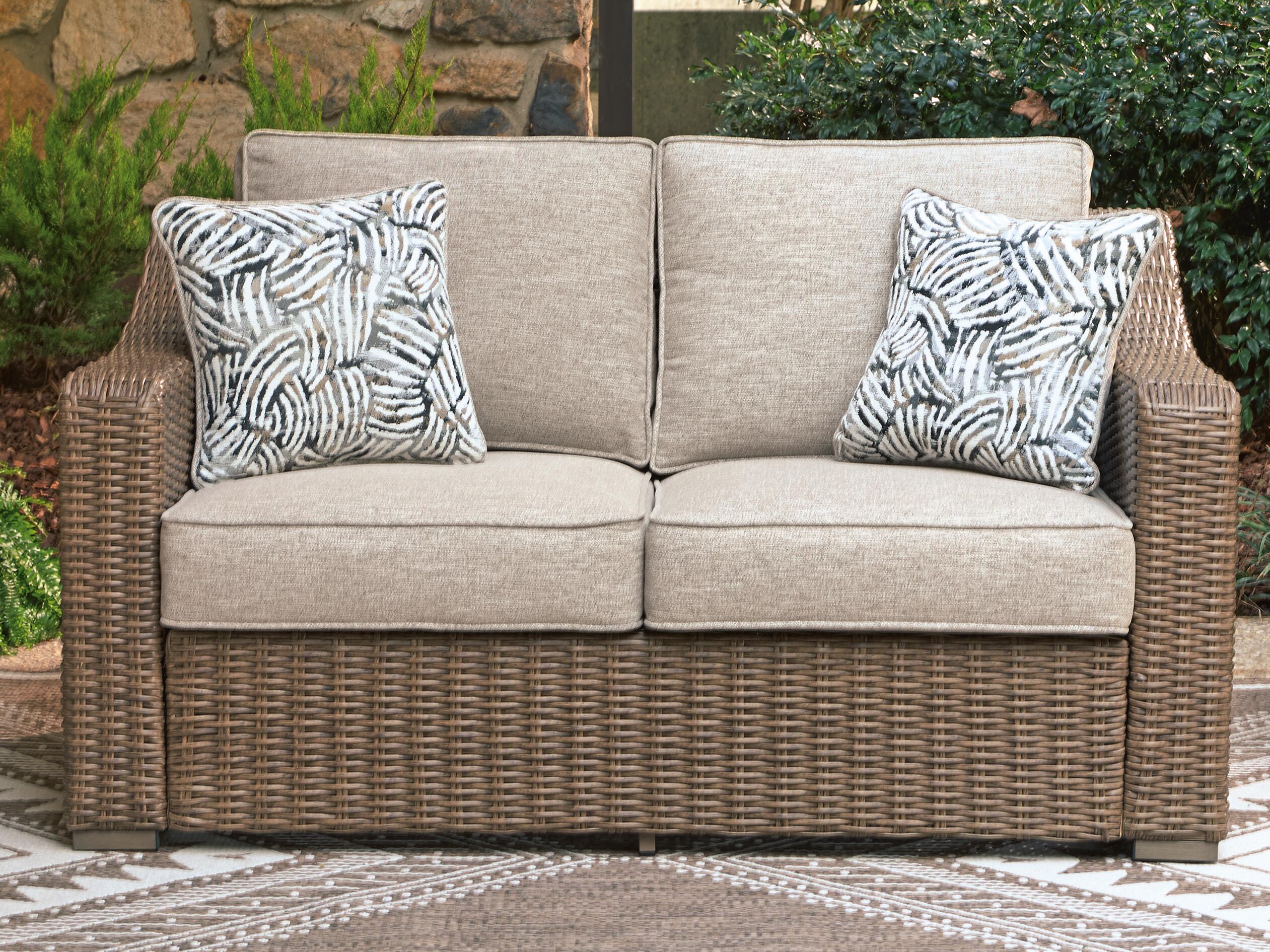 Dar Furniture - Ashley Furniture - Laguna Heights Outdoor Loveseat with Cushion - Loveseat w/Cushion / Beige - PCP790-835