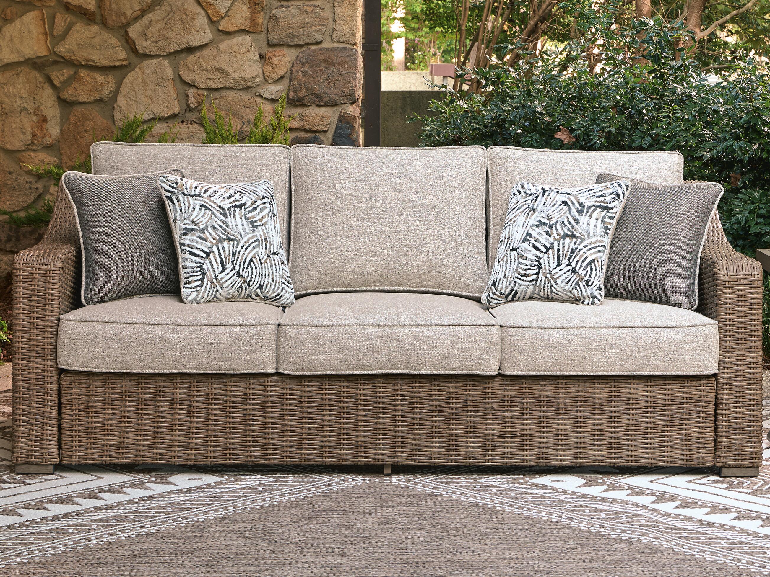 Dar Furniture - Ashley Furniture - Laguna Heights Outdoor Sofa with Cushion - Sofa with Cushion / Beige - PCP790-838