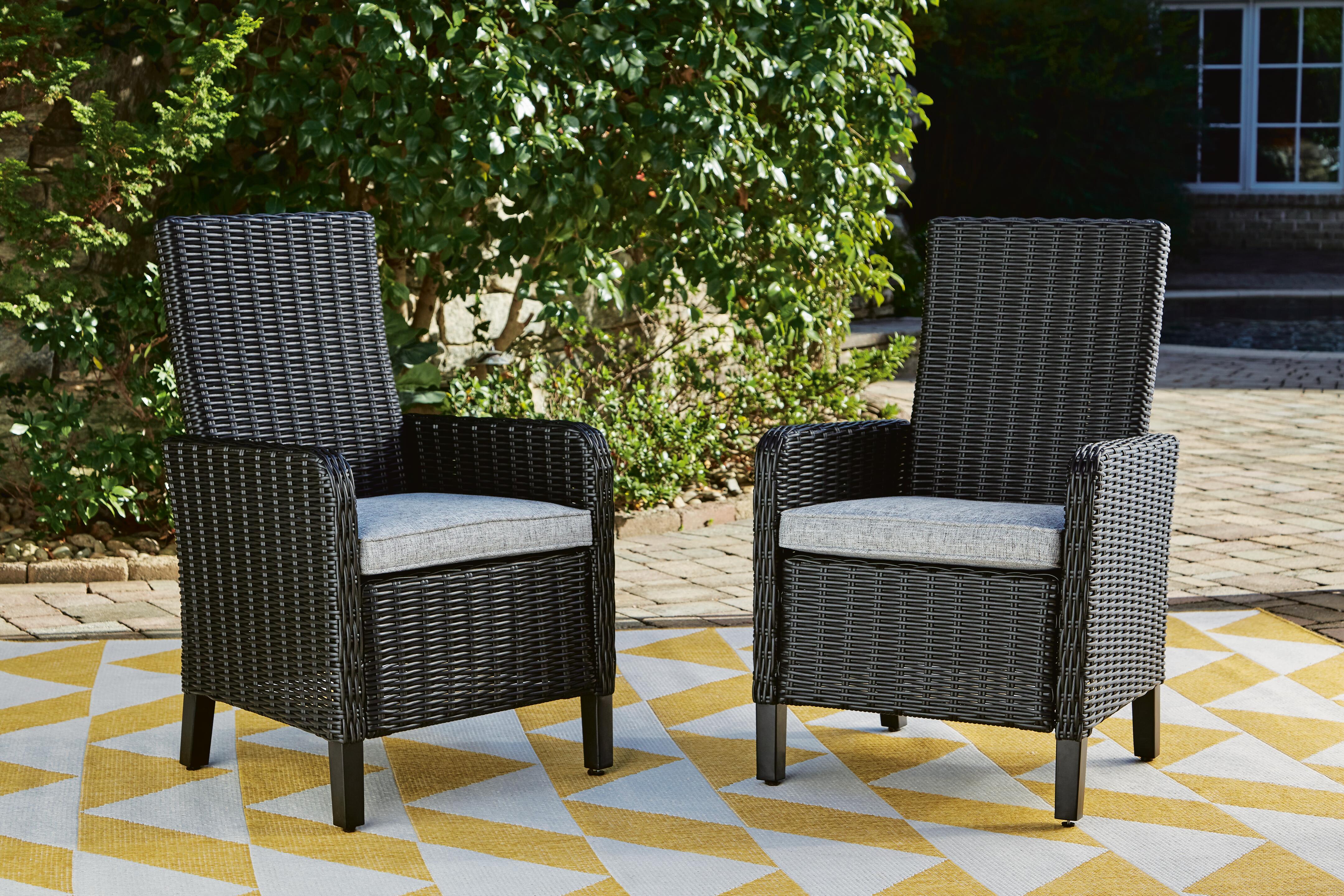 Dar Furniture - Ashley Furniture - Beachcroft Outdoor Arm Chair with Cushion (Set of 2) - Arm Chair With Cushion (Set of 2) / Black/Light Gray - P792-601A