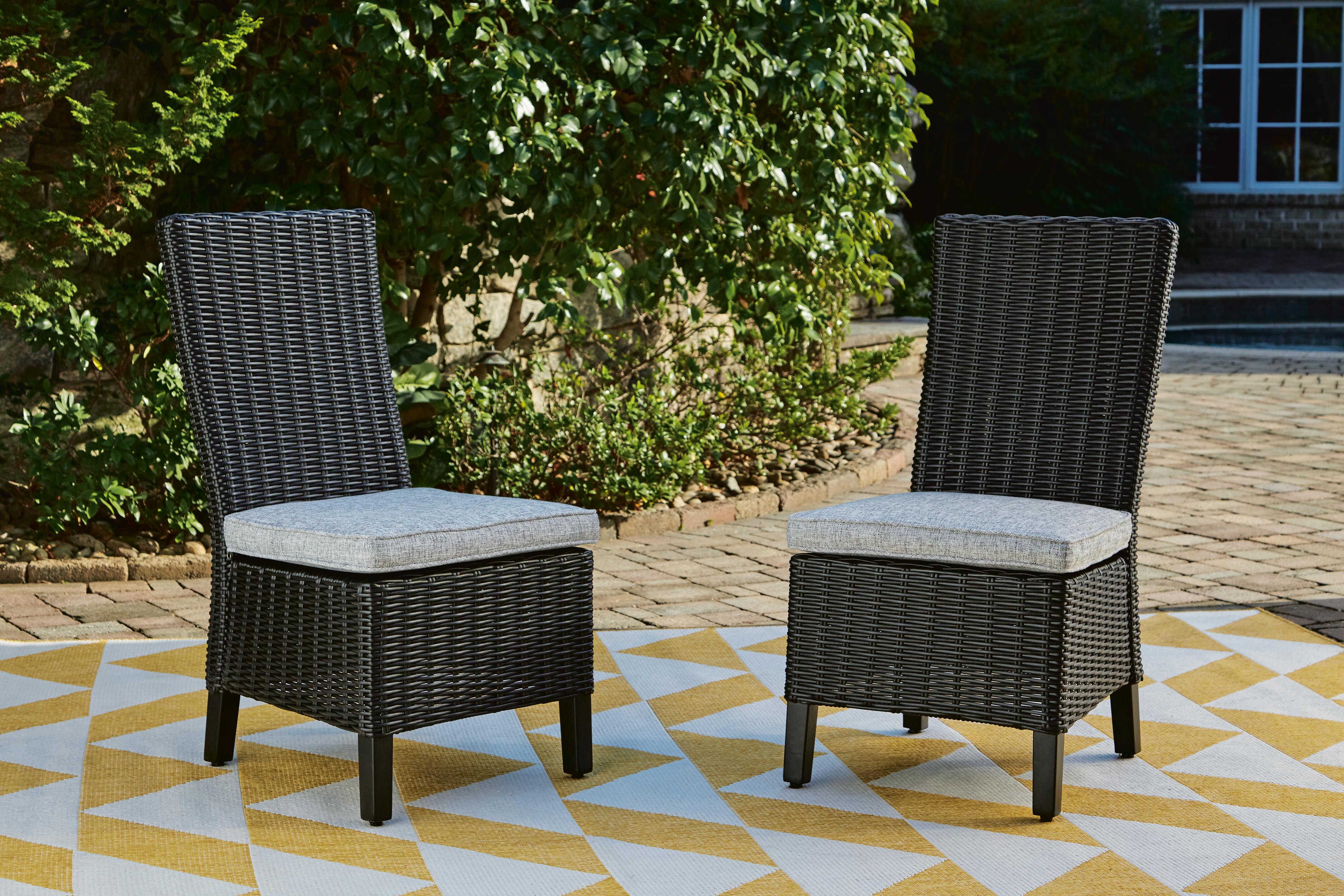 Dar Furniture - Ashley Furniture - Beachcroft Outdoor Side Chair with Cushion (Set of 2) - Side Chair with Cushion (Set of 2) / Black/Light Gray - P792-601