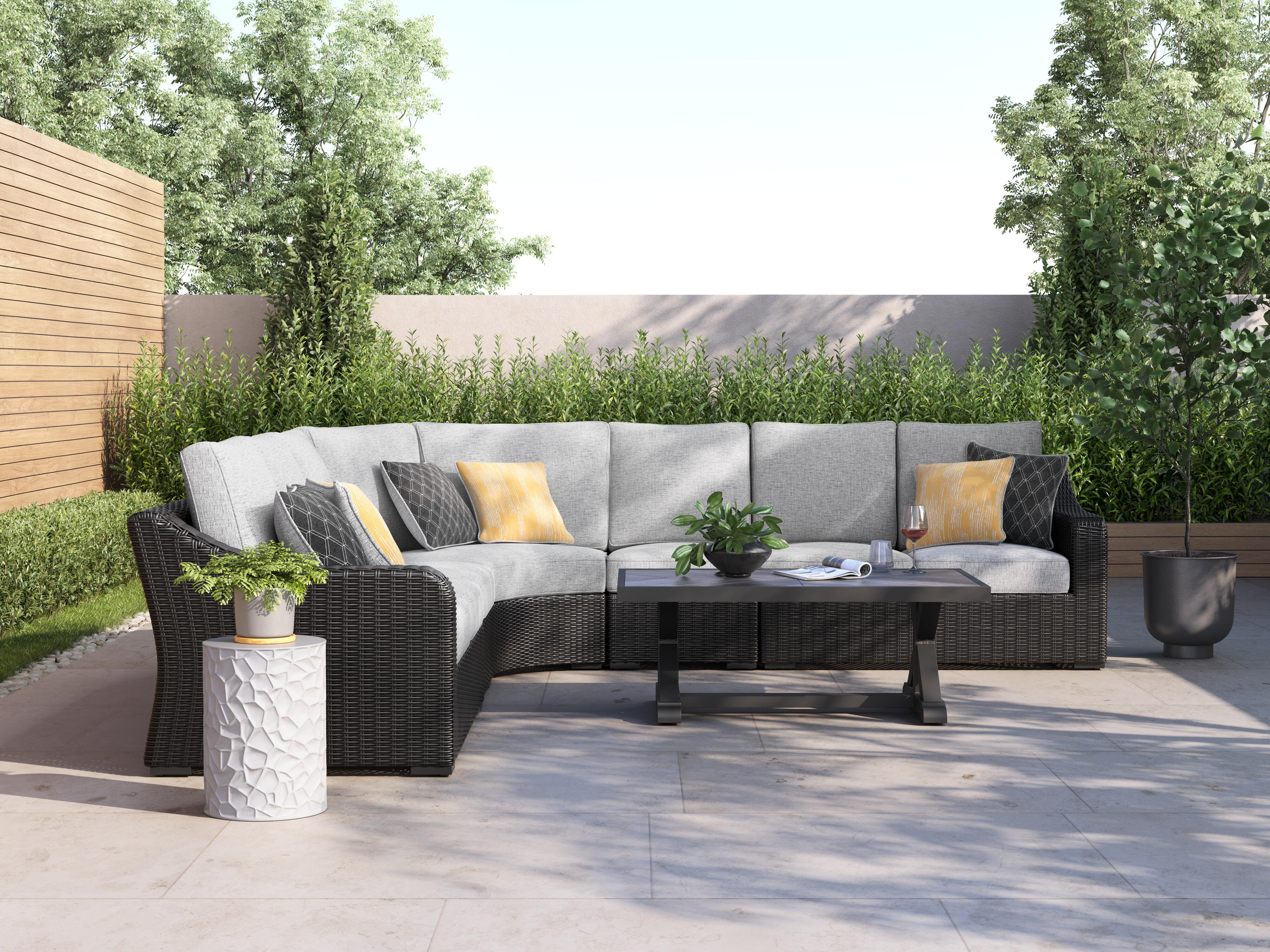 Dar Furniture - Ashley Furniture - Beachcroft 5-Piece Outdoor Sectional - 5-Piece Outdoor Sectional / Black/Light Gray - P792P6