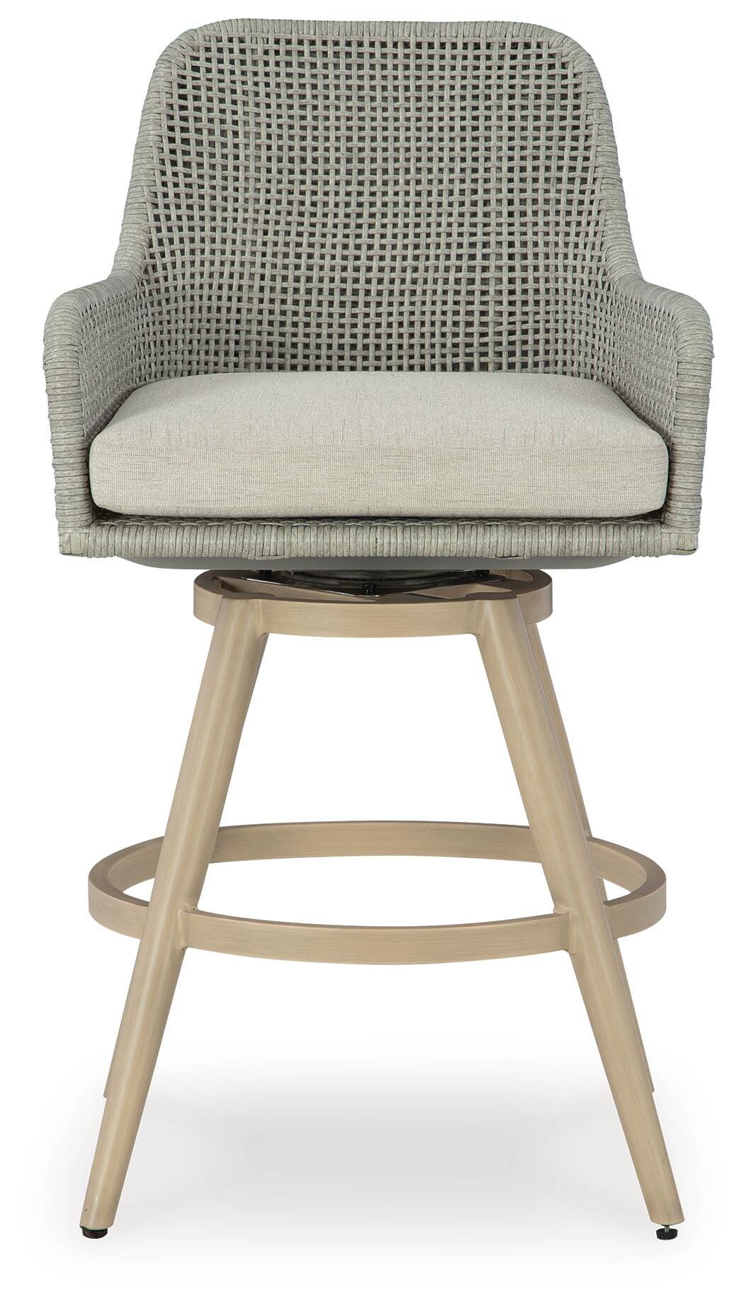 Seton Creek Outdoor Bar Height Barstool with Cushion (Set of 2)