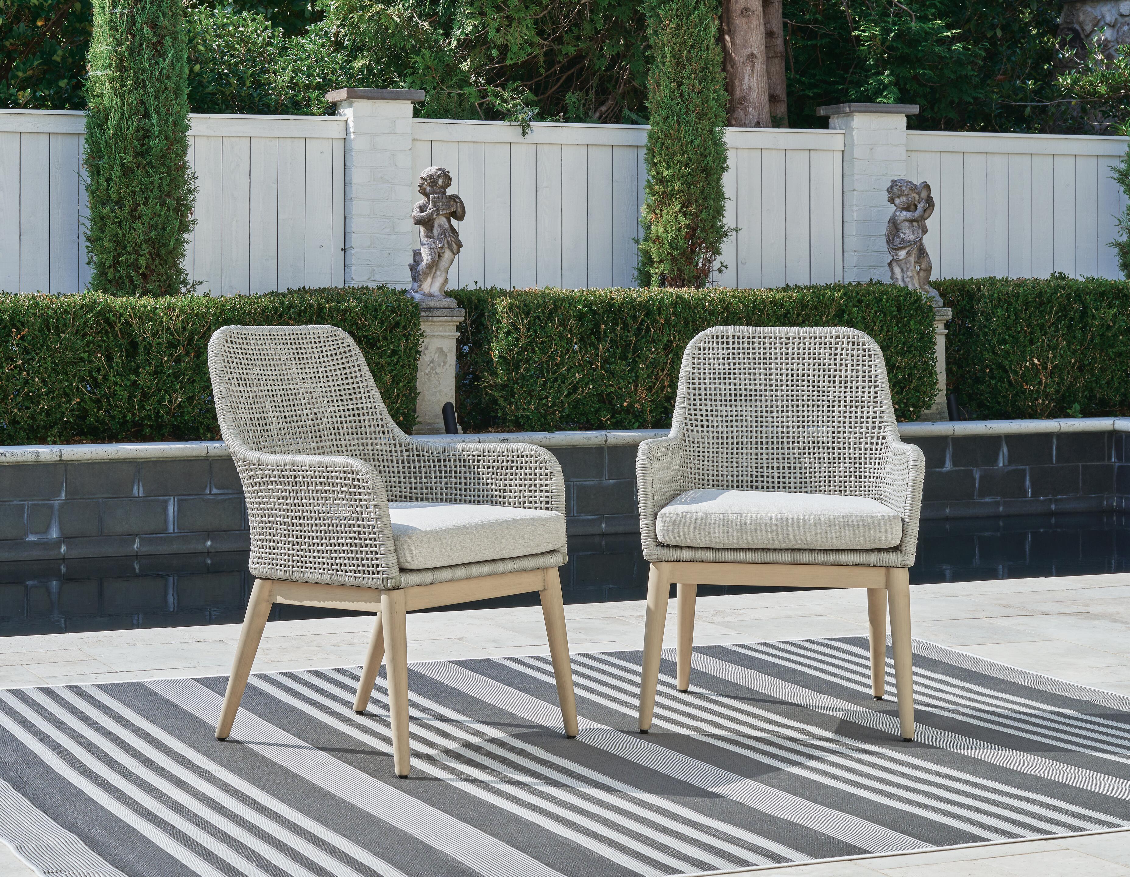 Dar Furniture - Ashley Furniture - Seton Creek Outdoor Dining Arm Chair (Set of 2) - Arm Chair With Cushion (Set of 2) / Gray - P798-601A