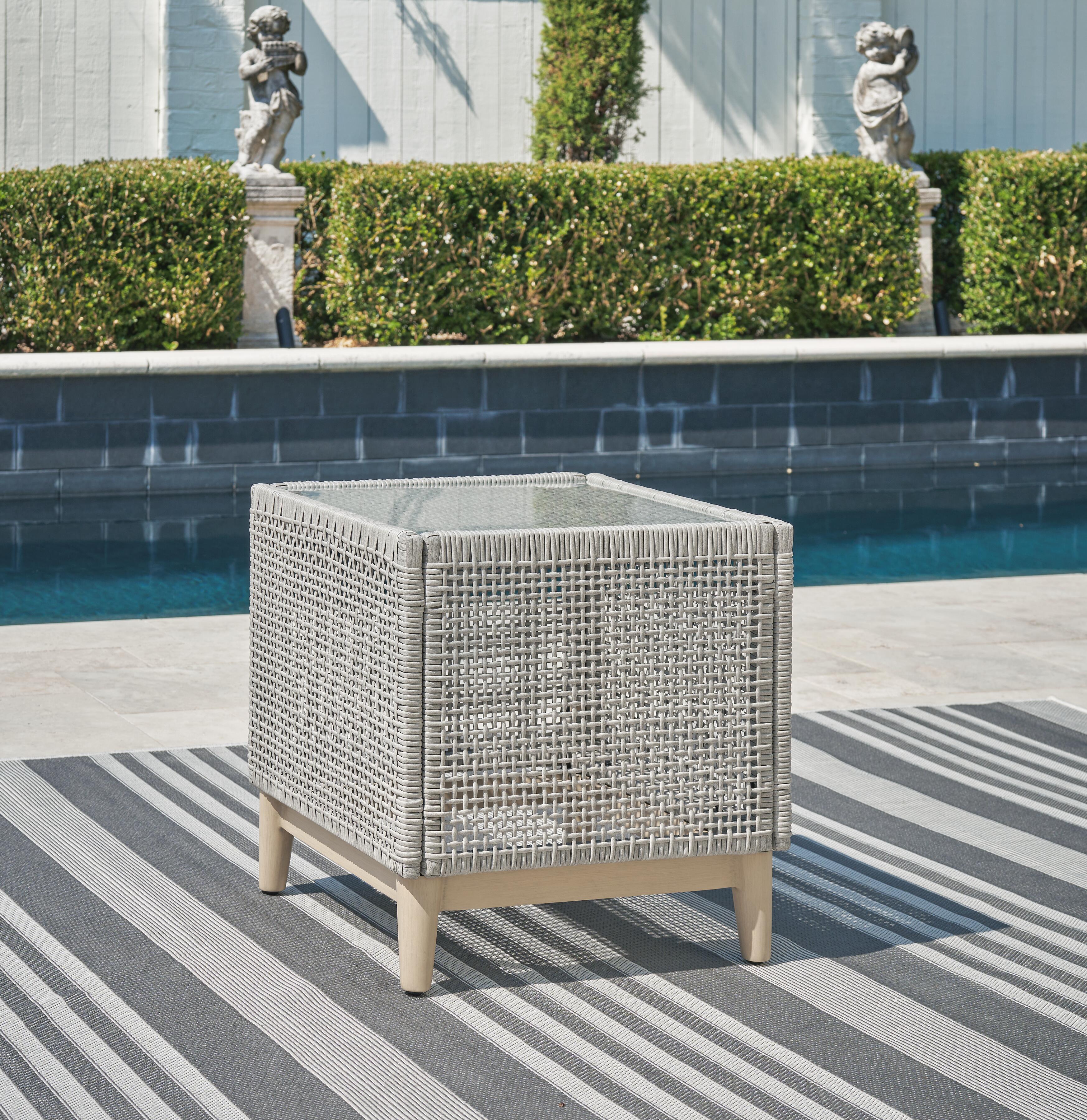 Dar Furniture - Ashley Furniture - Seton Creek Outdoor End Table - Square End Table / Gray - P798-702
