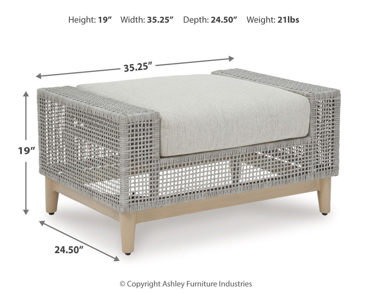 Seton Creek Outdoor Ottoman with Cushion