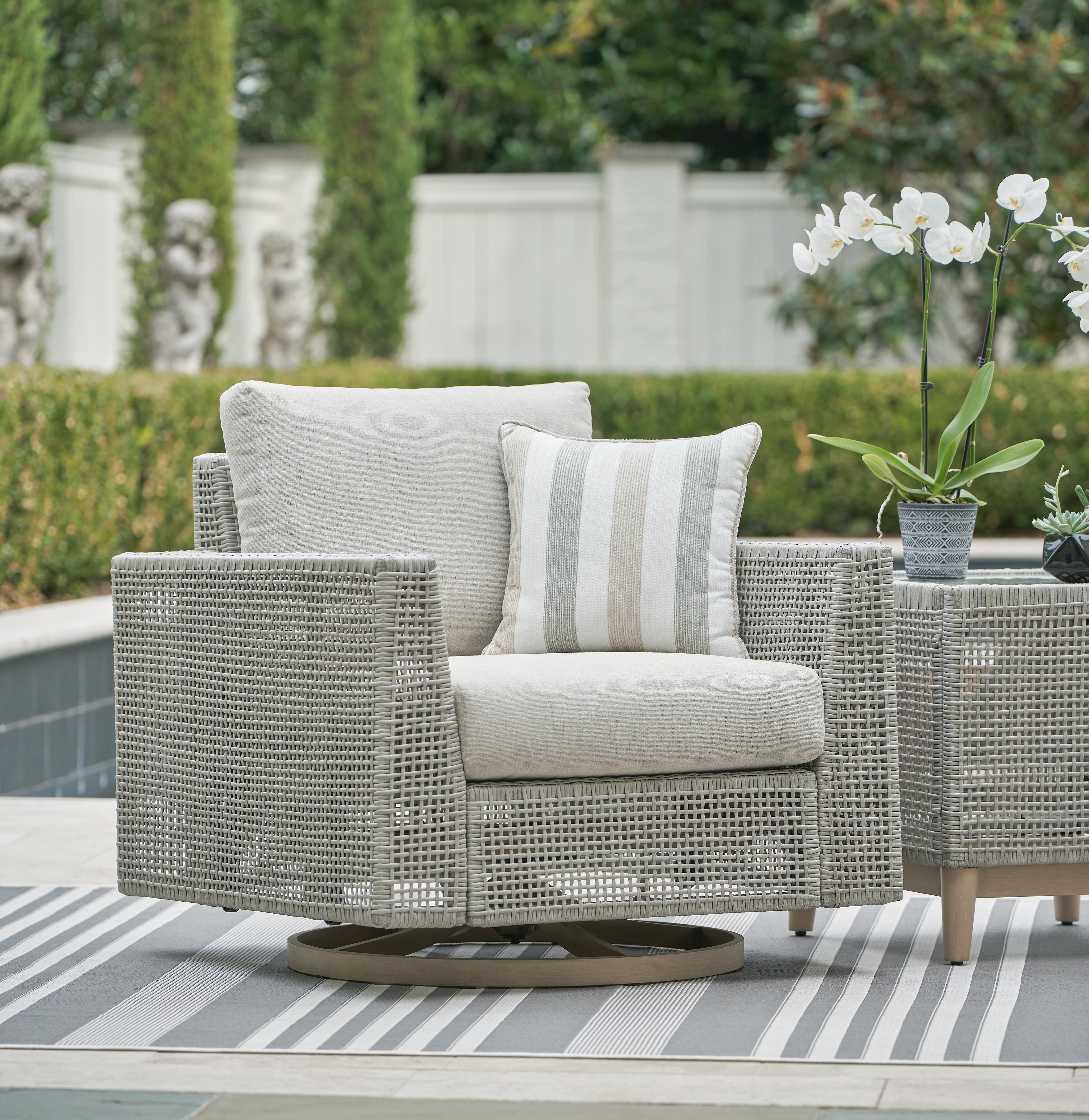 Dar Furniture - Ashley Furniture - Seton Creek Outdoor Swivel Lounge with Cushion - Swivel Lounge w/ Cushion / Gray - P798-821