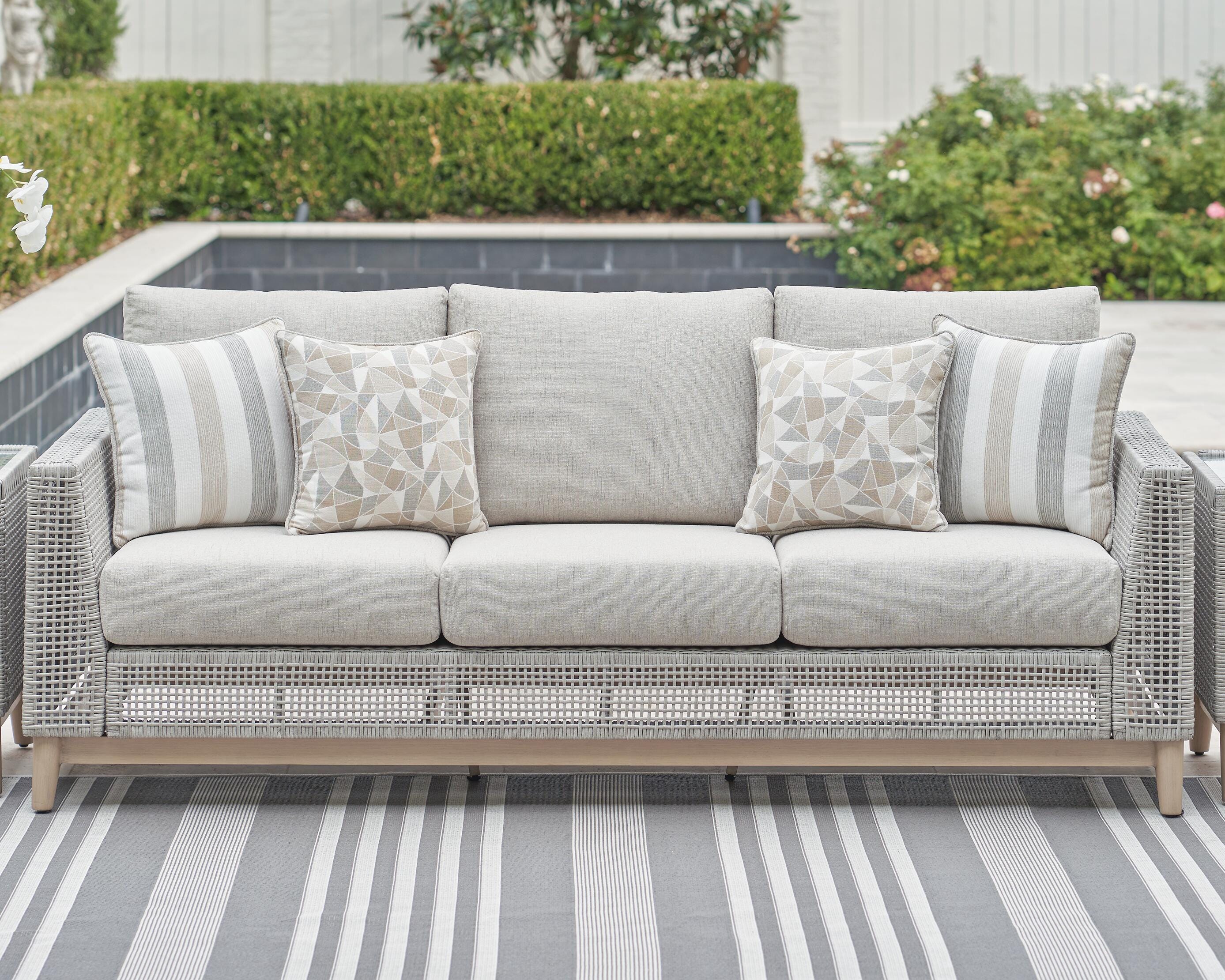 Dar Furniture - Ashley Furniture - Seton Creek Outdoor Sofa with Cushion - Sofa with Cushion / Gray - P798-838