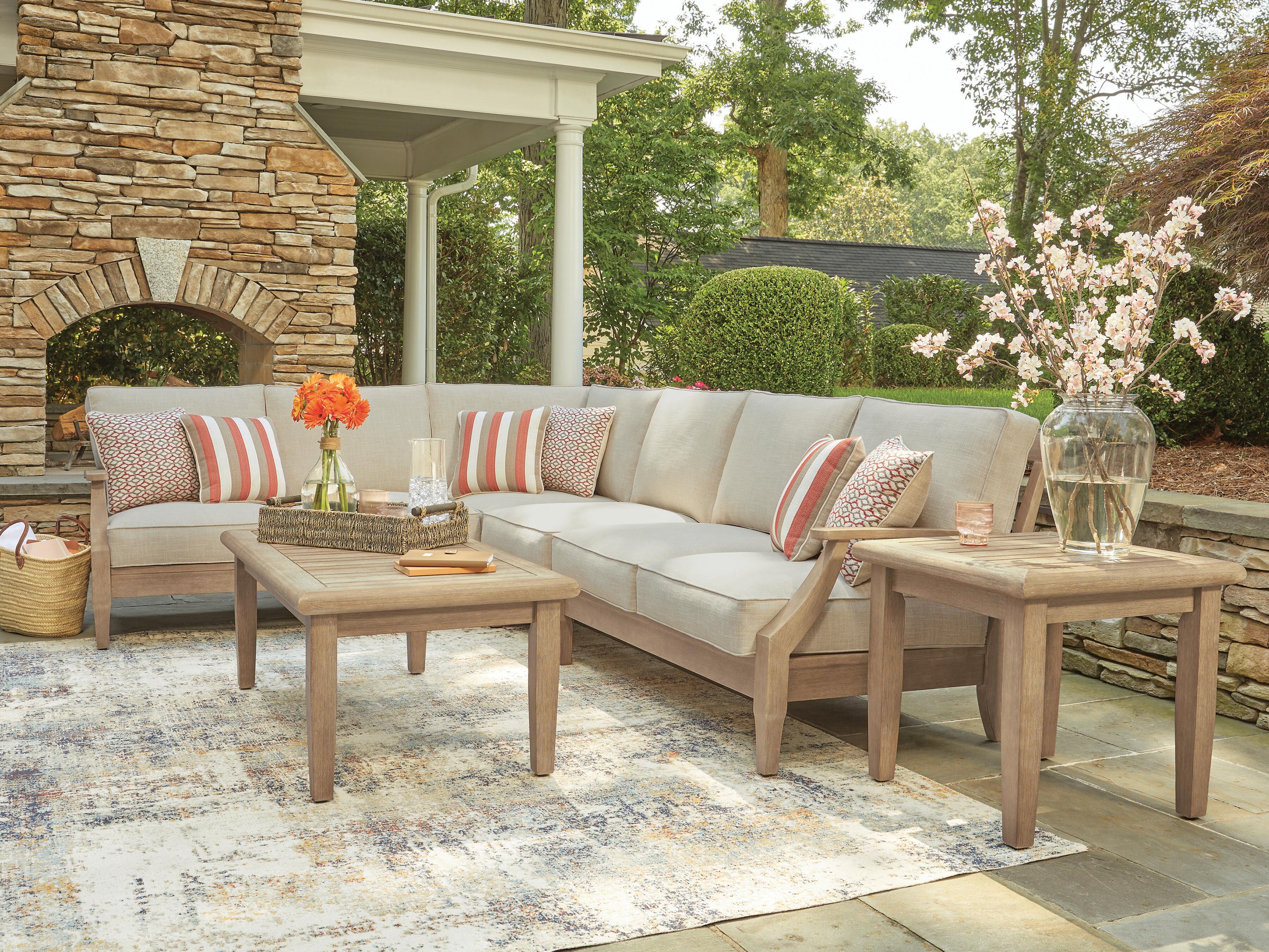 Dar Furniture - Ashley Furniture - Clare View 4-Piece Outdoor Sectional - 4-Piece Outdoor Sectional / Beige - P801P11