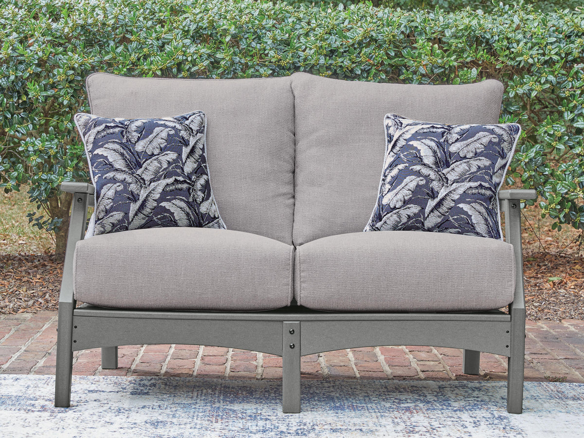 Dar Furniture - Ashley Furniture - Cove Beach Outdoor Loveseat with Cushion - Loveseat w/Cushion / Gray - PCP803-835