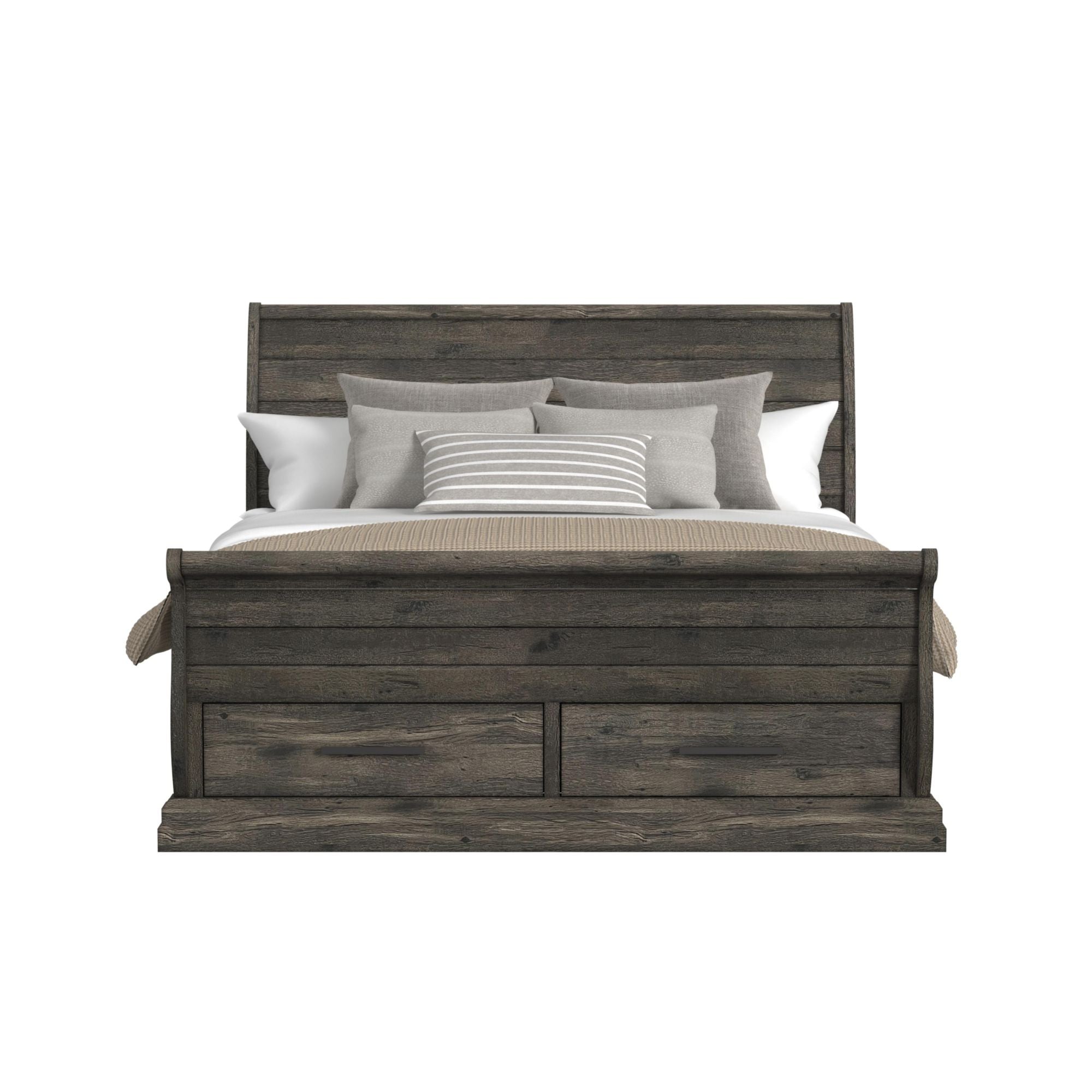 Park Ridge King Sleigh Storage Bed in Charcoal