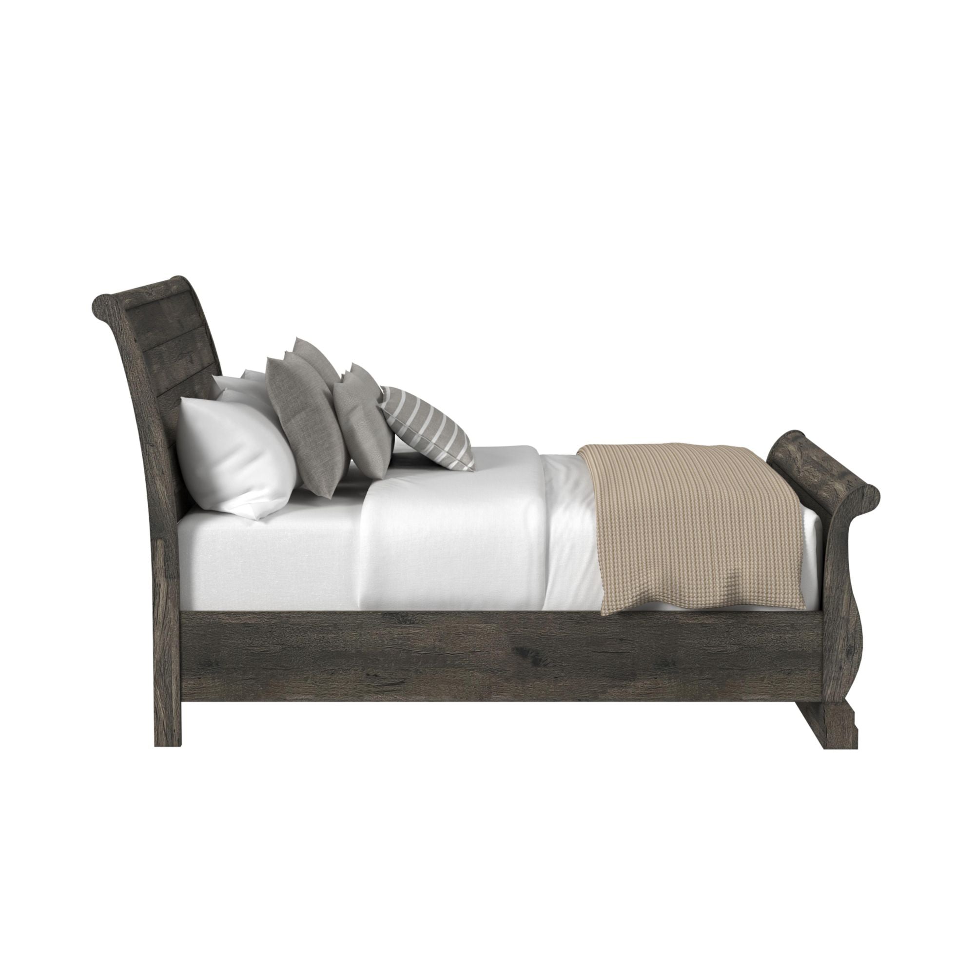 Park Ridge Queen Sleigh Storage Bed in Charcoal