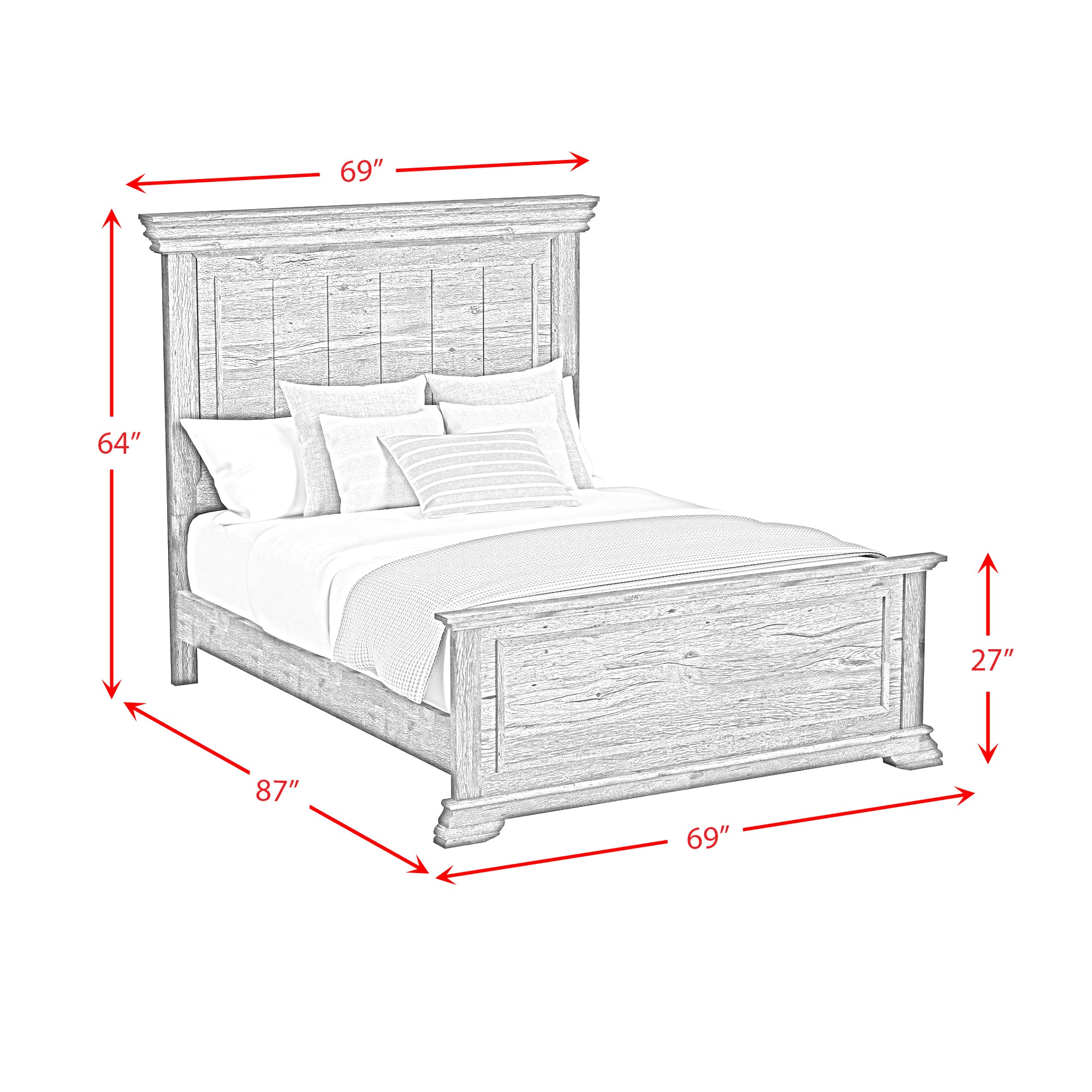Park Ridge Queen Panel Bed in Charcoal